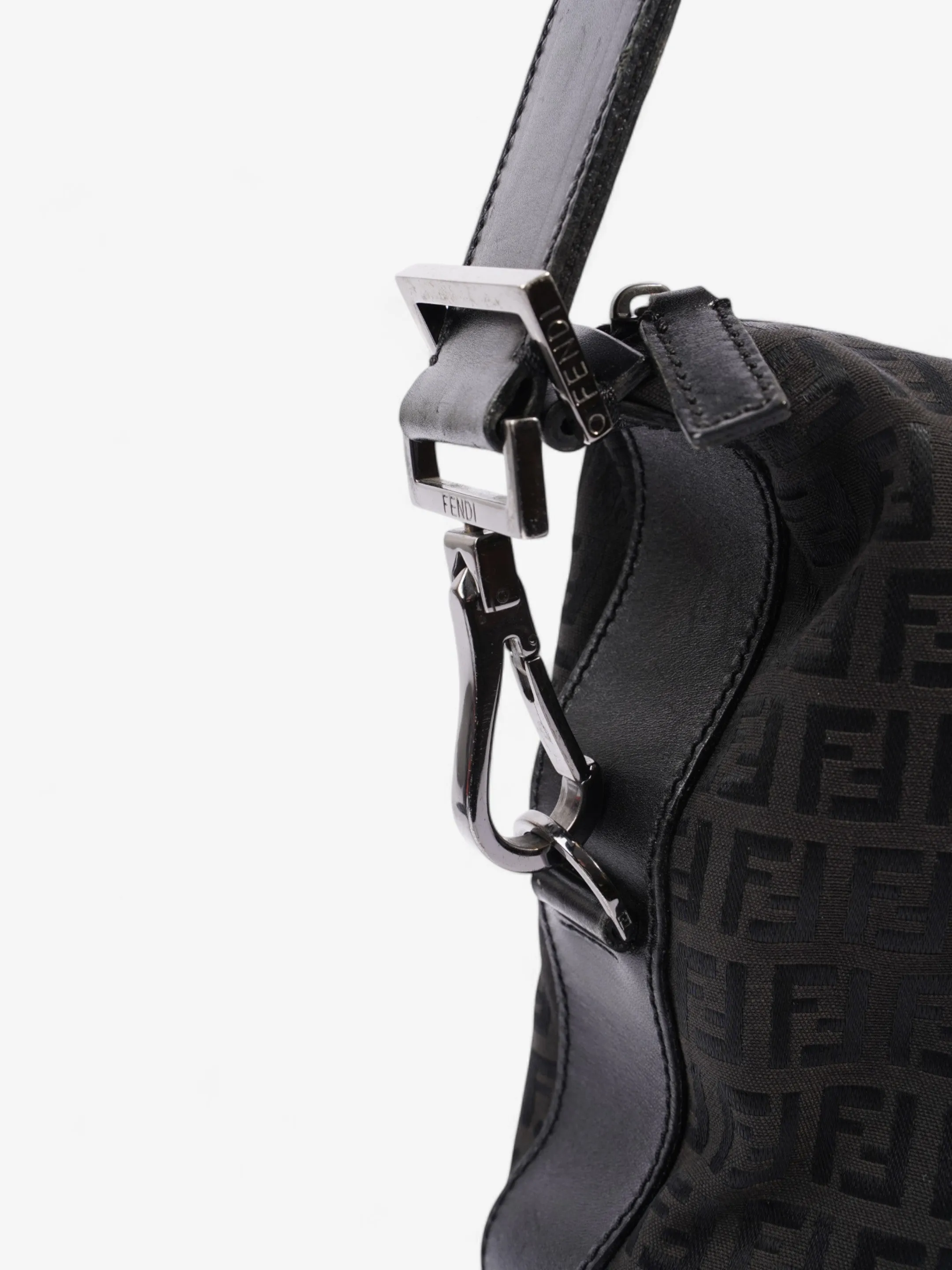 Fendi Zucchino Shoulder Bag Black Canvas