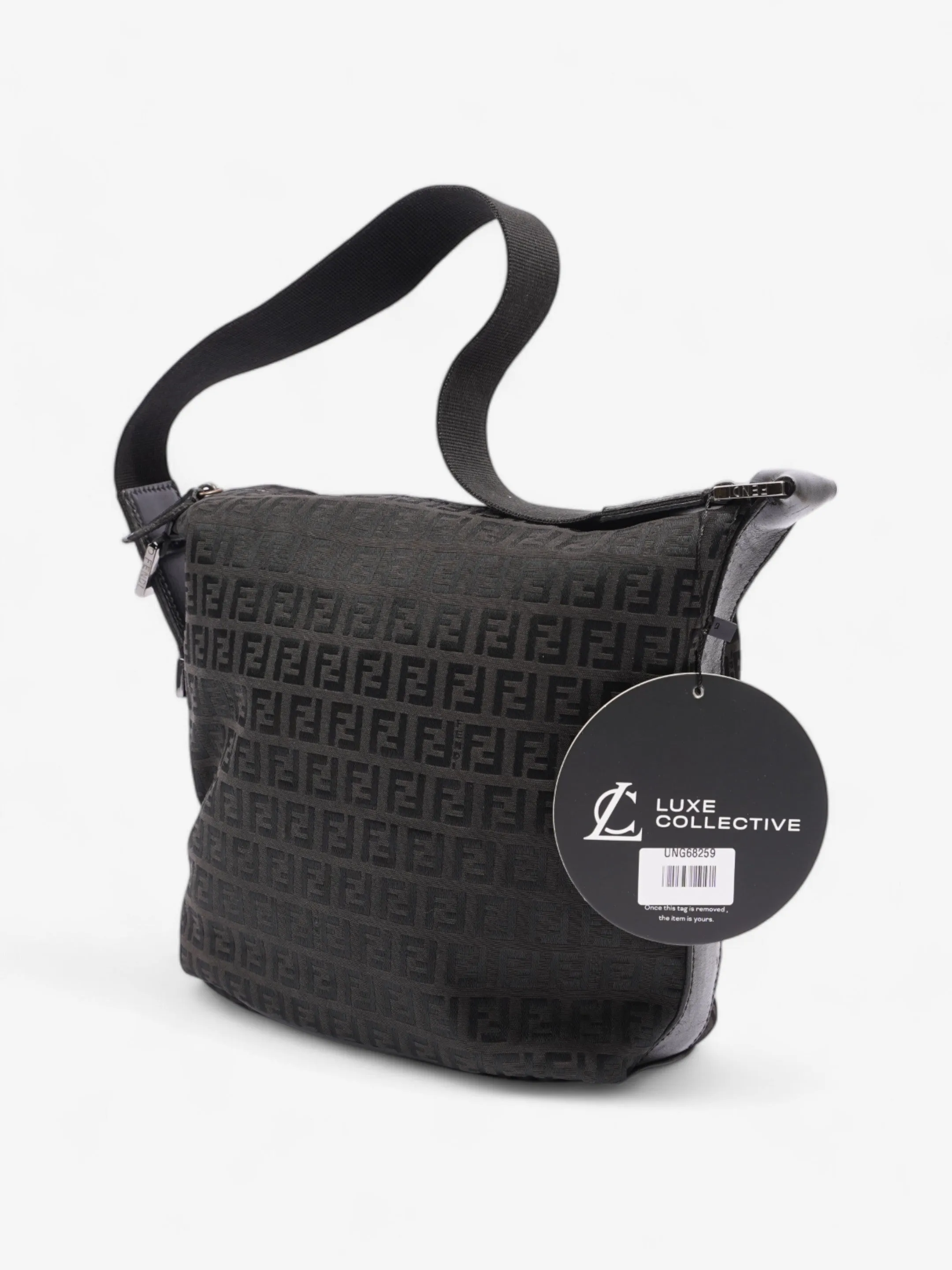 Fendi Zucchino Shoulder Bag Black Canvas