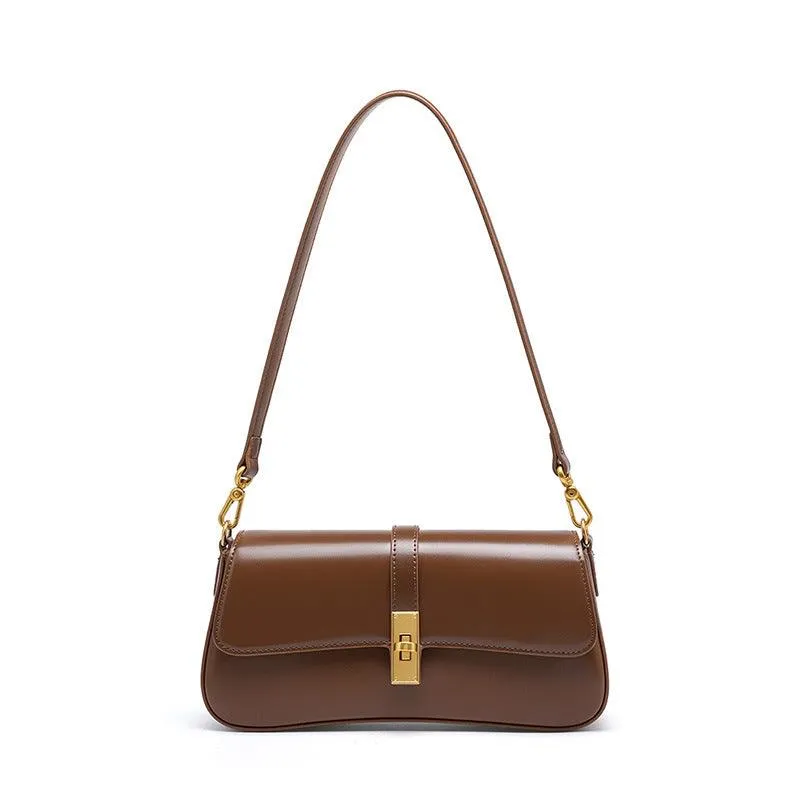 Genuine Leather Baguette Bag | Minimalist Shoulder Bag | Timeless Women's Crossbody Bag