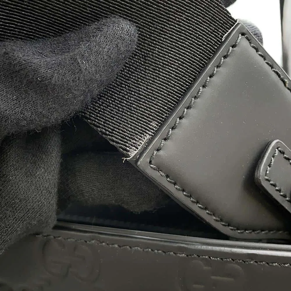 GUCCI 2way Shoulder Tote Black 771238 Rubber effect leather
