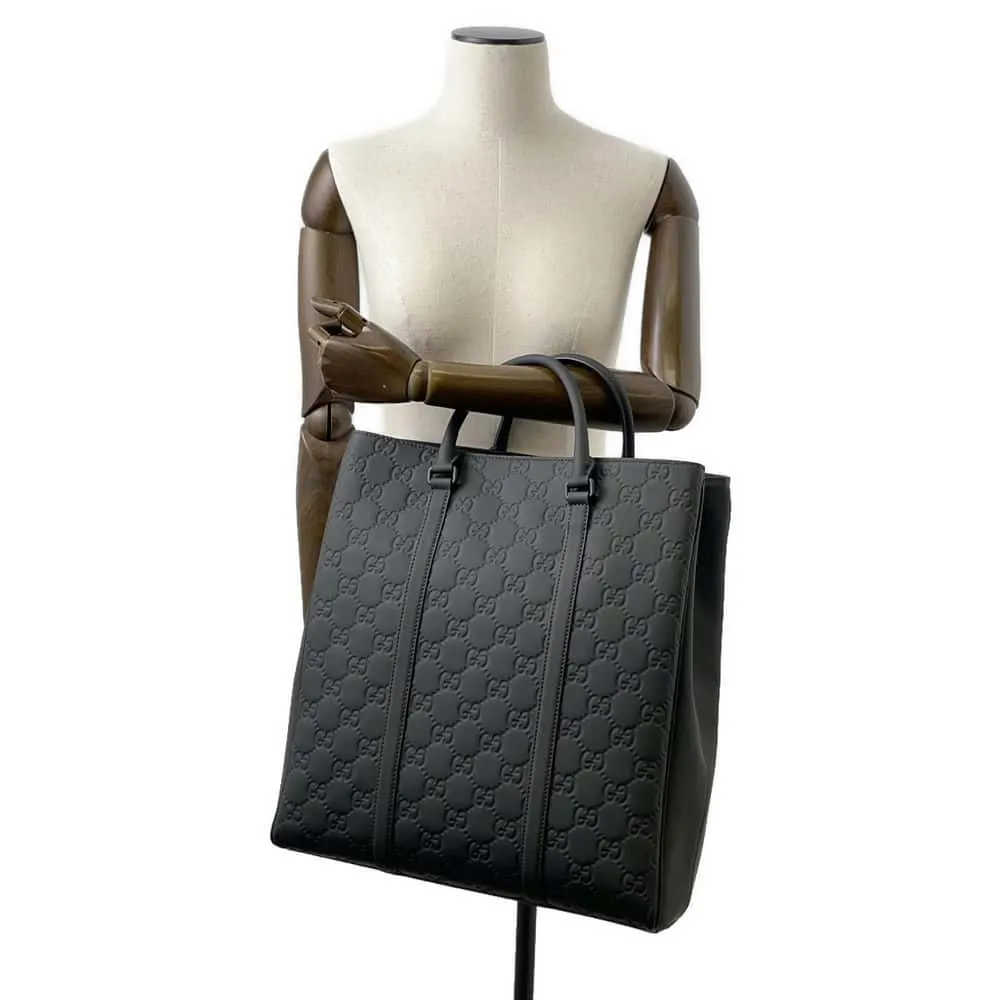 GUCCI 2way Shoulder Tote Black 771238 Rubber effect leather