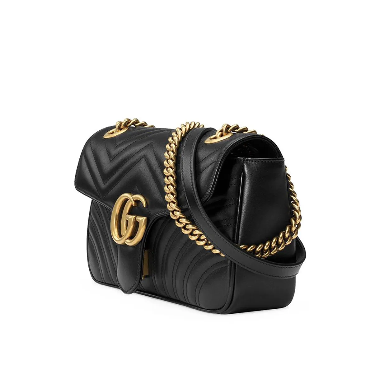Gucci 443497 DTDIT 1000 Women's Black Matelass?? Leather Shoulder Bag (GG2075)