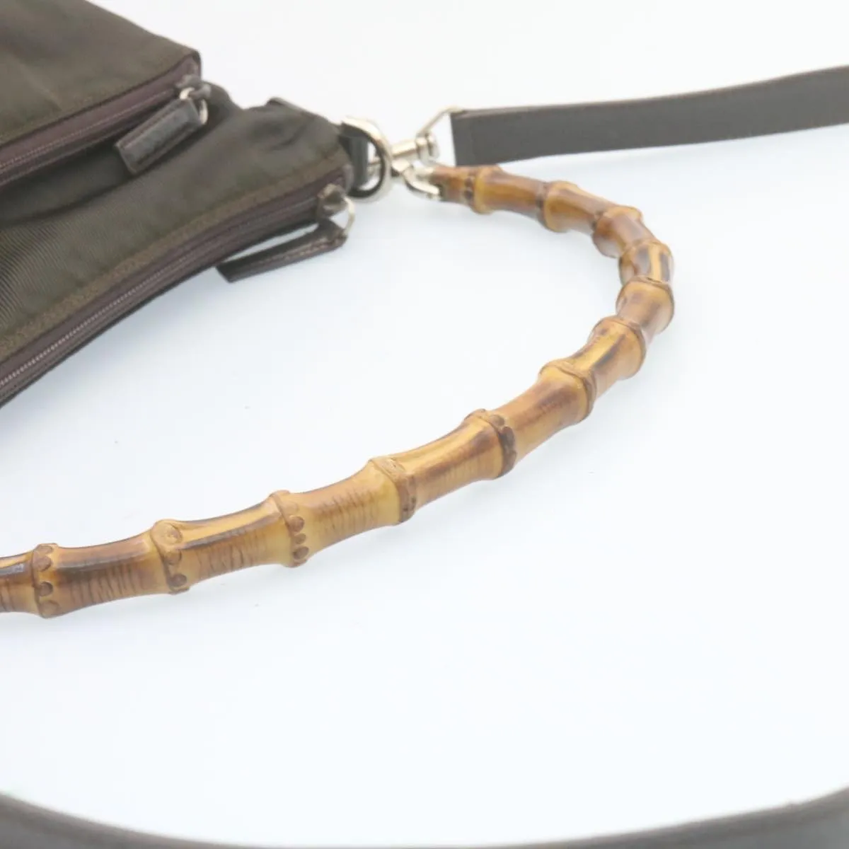 Gucci Bamboo 2Way Shoulder Bag Nylon Dark Brown  ki1593
