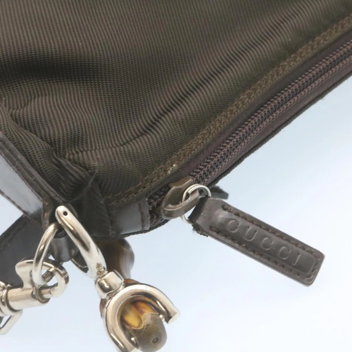 Gucci Bamboo 2Way Shoulder Bag Nylon Dark Brown  ki1593