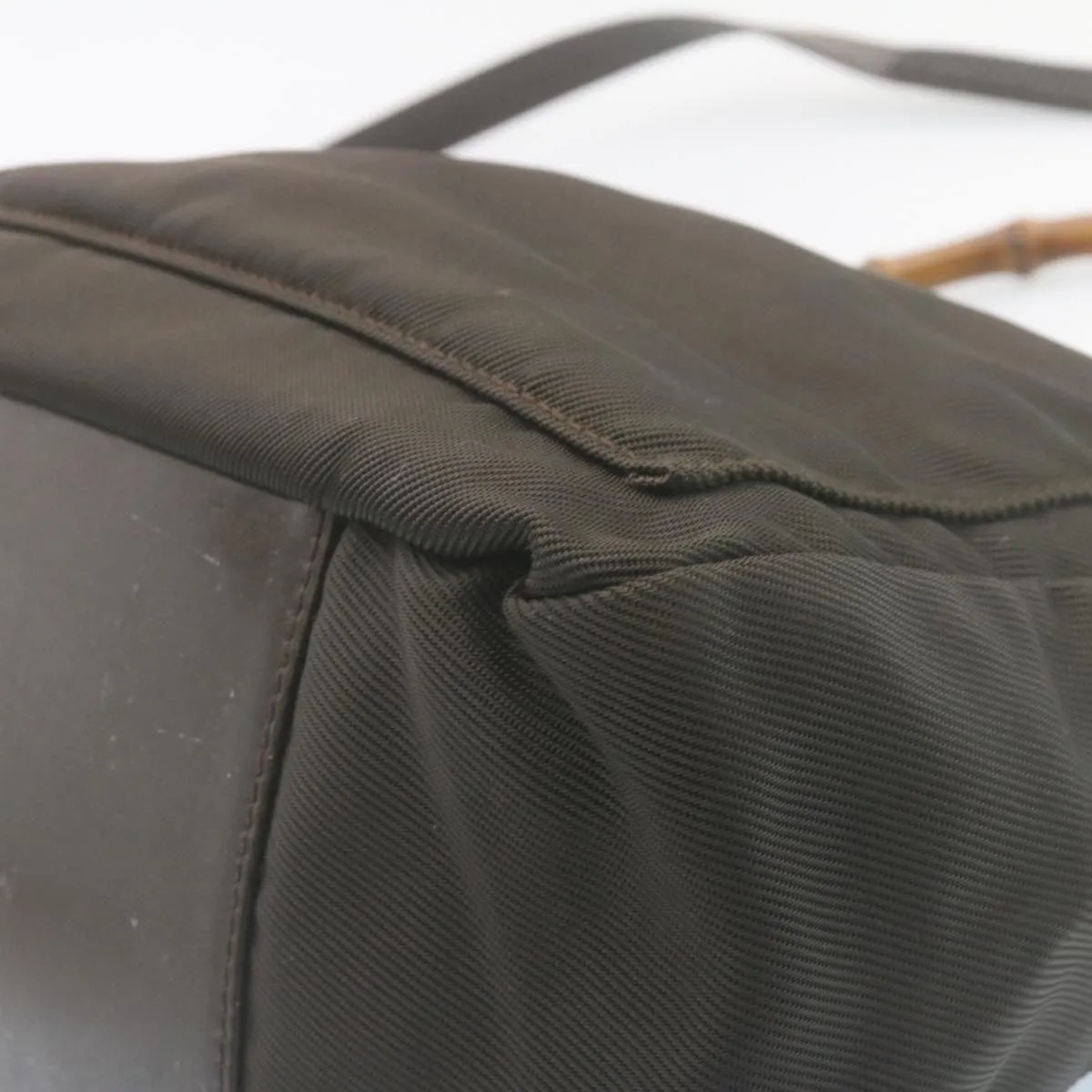 Gucci Bamboo 2Way Shoulder Bag Nylon Dark Brown  ki1593