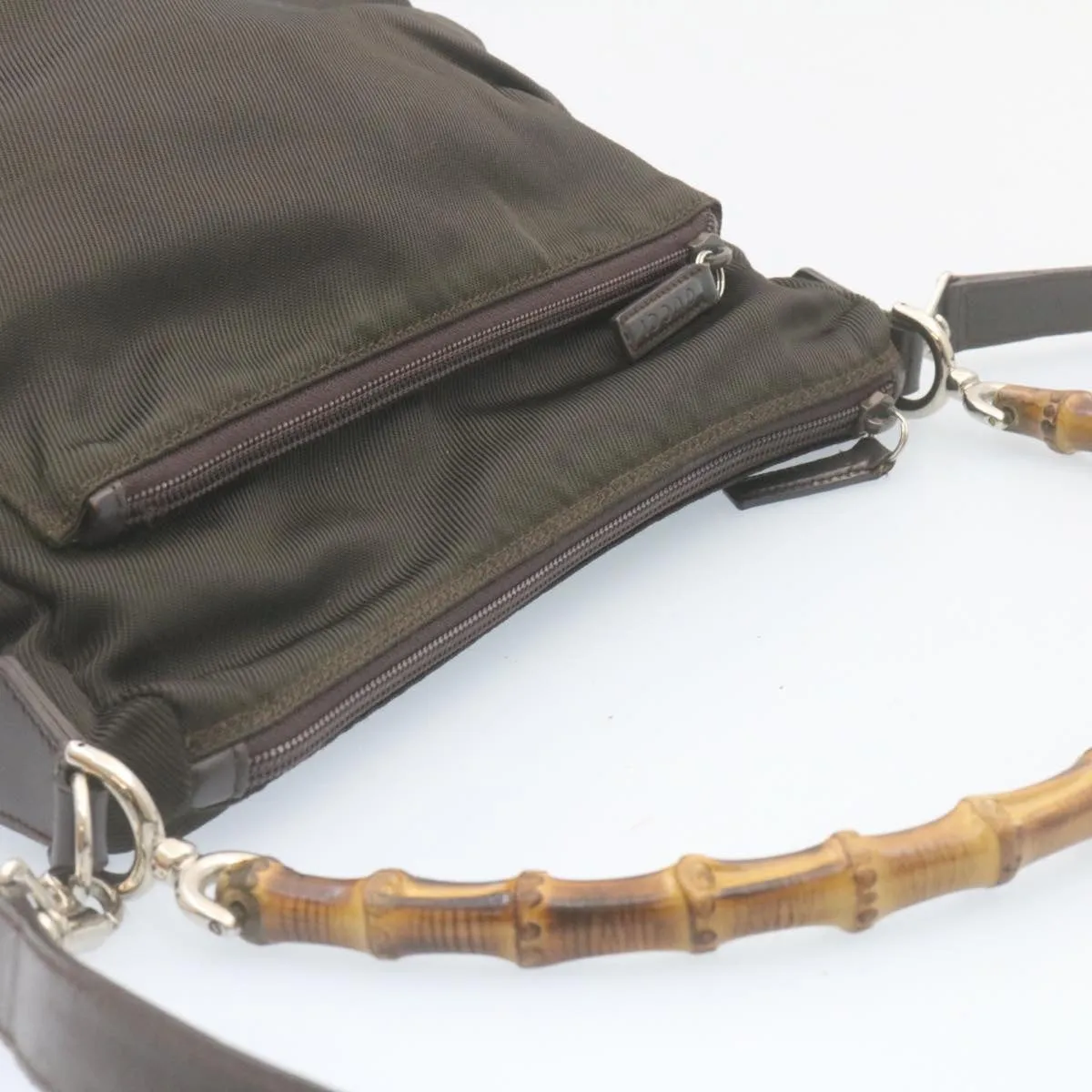 Gucci Bamboo 2Way Shoulder Bag Nylon Dark Brown  ki1593
