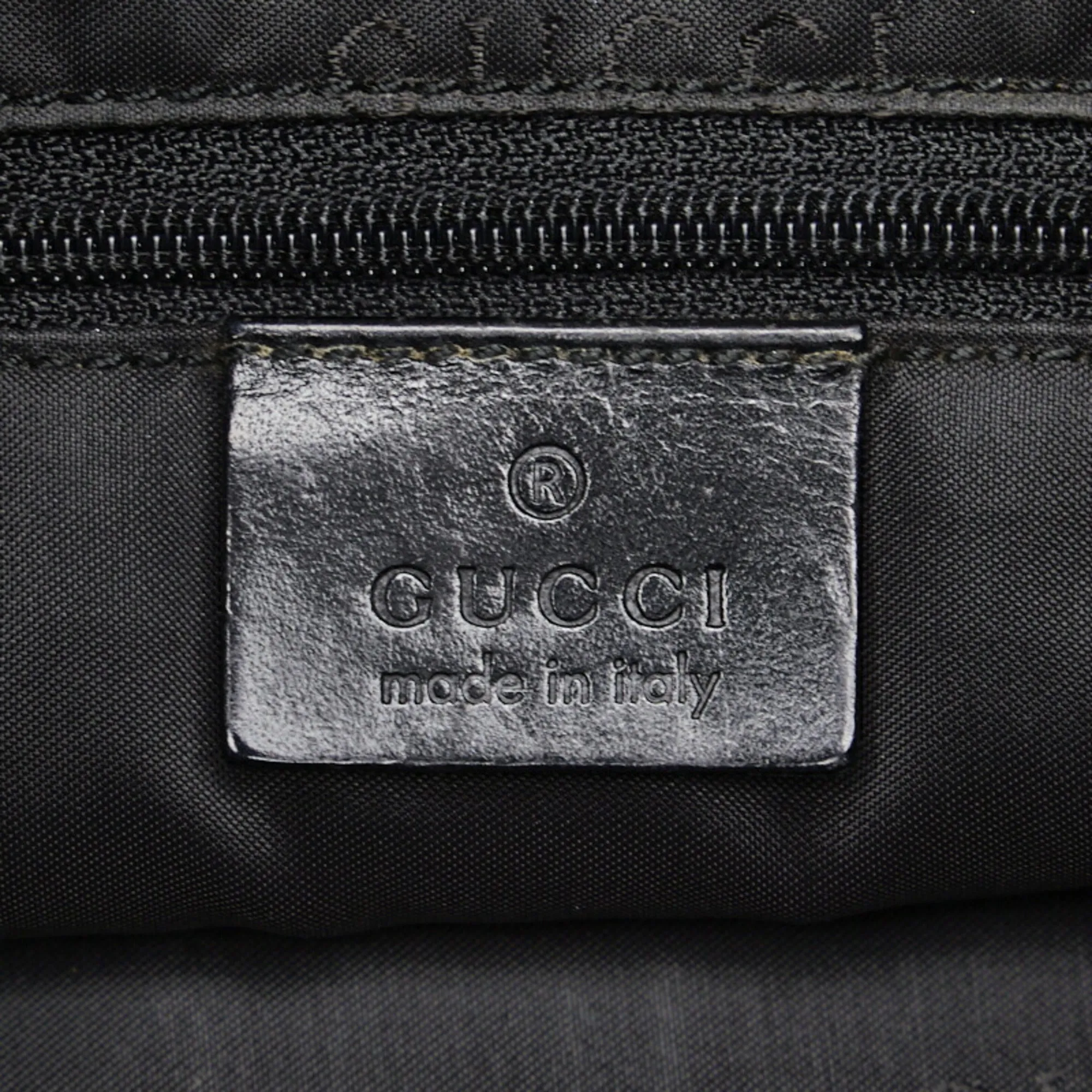 GUCCI Bamboo Handbag One Shoulder Bag 001 1577 Black Canvas Leather Women's