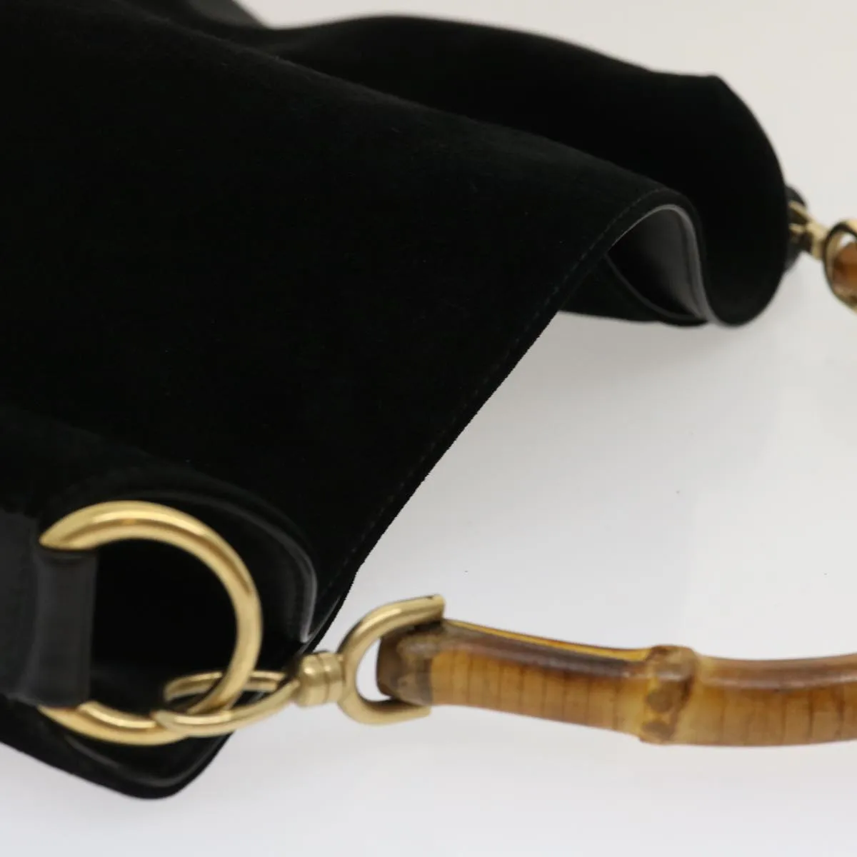 GUCCI Bamboo Shoulder Bag Leather Suede Brown  ki1821