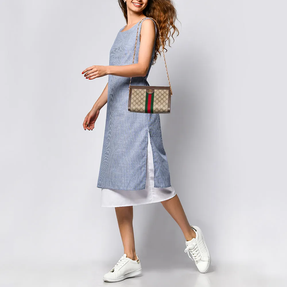 Gucci Beige/Brown GG Supreme Canvas  Ophidia Shoulder Bag
