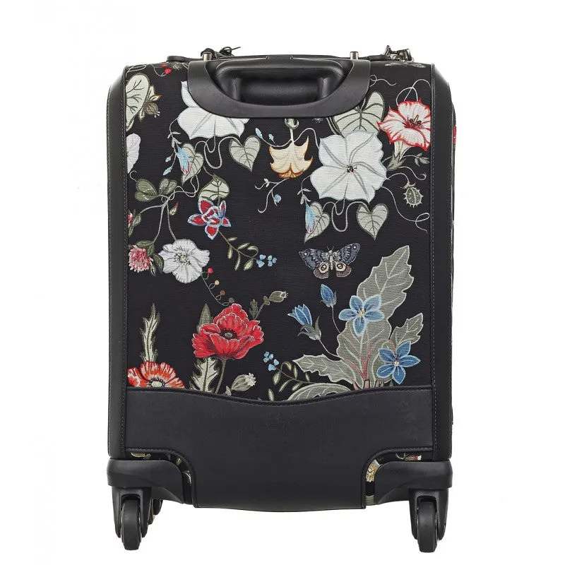Gucci Black canvas Flora Knight print wheeled carry-on suitcase