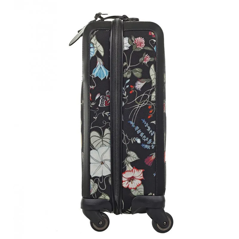 Gucci Black canvas Flora Knight print wheeled carry-on suitcase