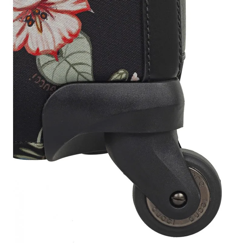 Gucci Black canvas Flora Knight print wheeled carry-on suitcase