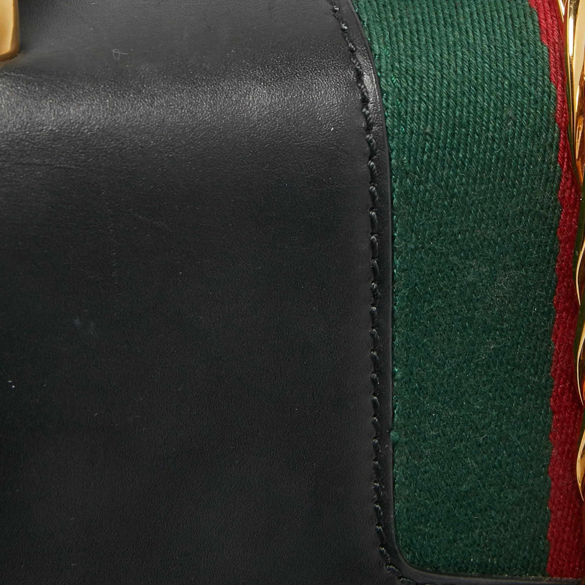 Gucci Black Leather Small Web Sylvie Shoulder Bag