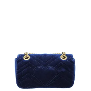 Gucci Blue GG Velvet Marmont Mini Shoulder Bag