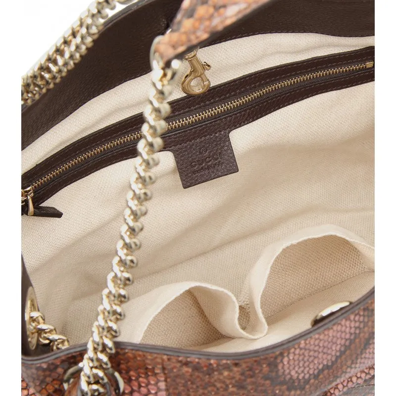 Gucci Brown & pink Soho python shoulder bag