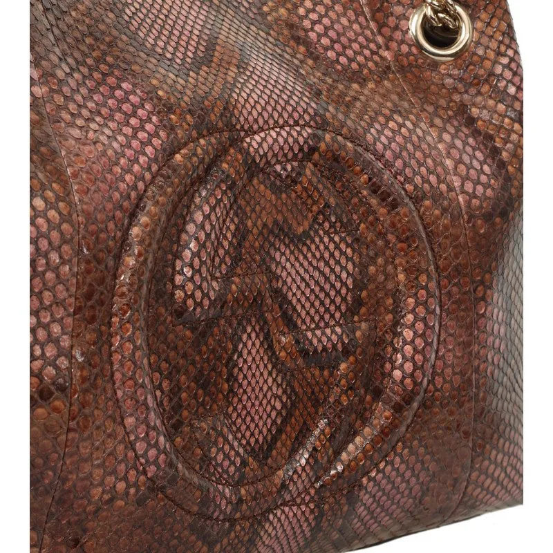 Gucci Brown & pink Soho python shoulder bag