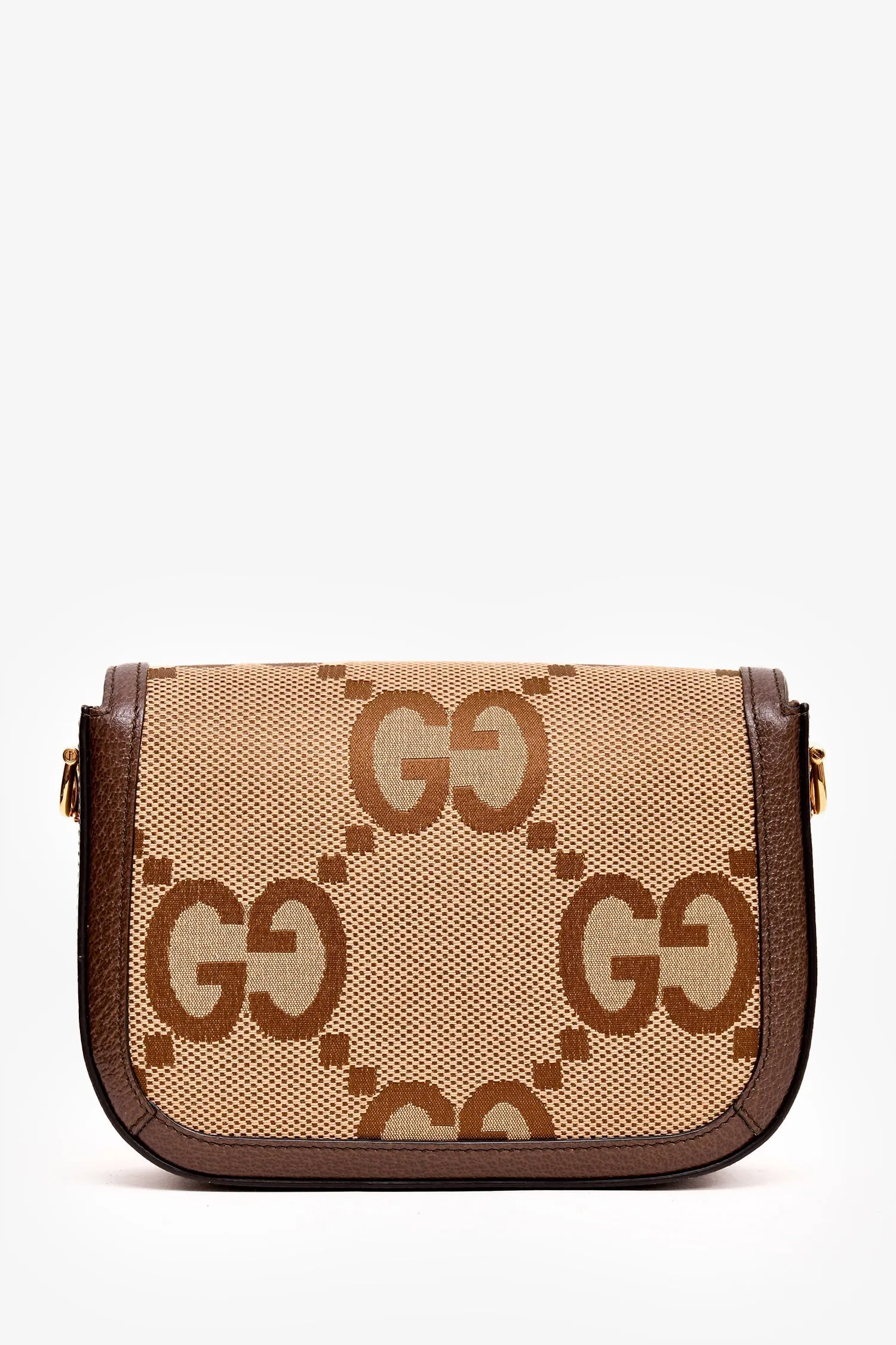 Gucci Brown Canvas/Leather GG Supreme Horsebit 1955 Shoulder Bag With Web Strap