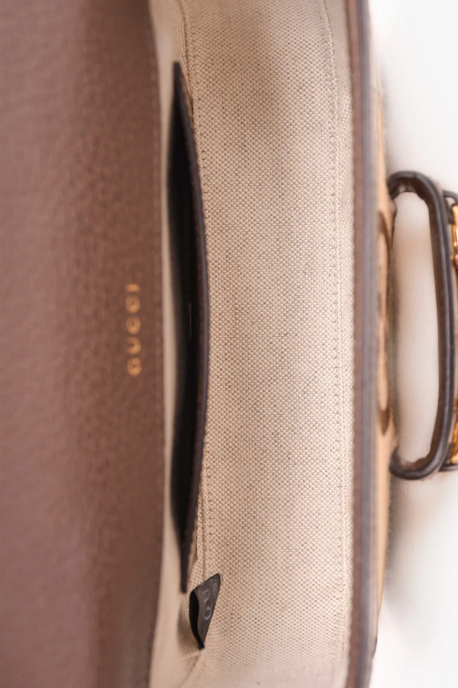 Gucci Brown Canvas/Leather GG Supreme Horsebit 1955 Shoulder Bag With Web Strap