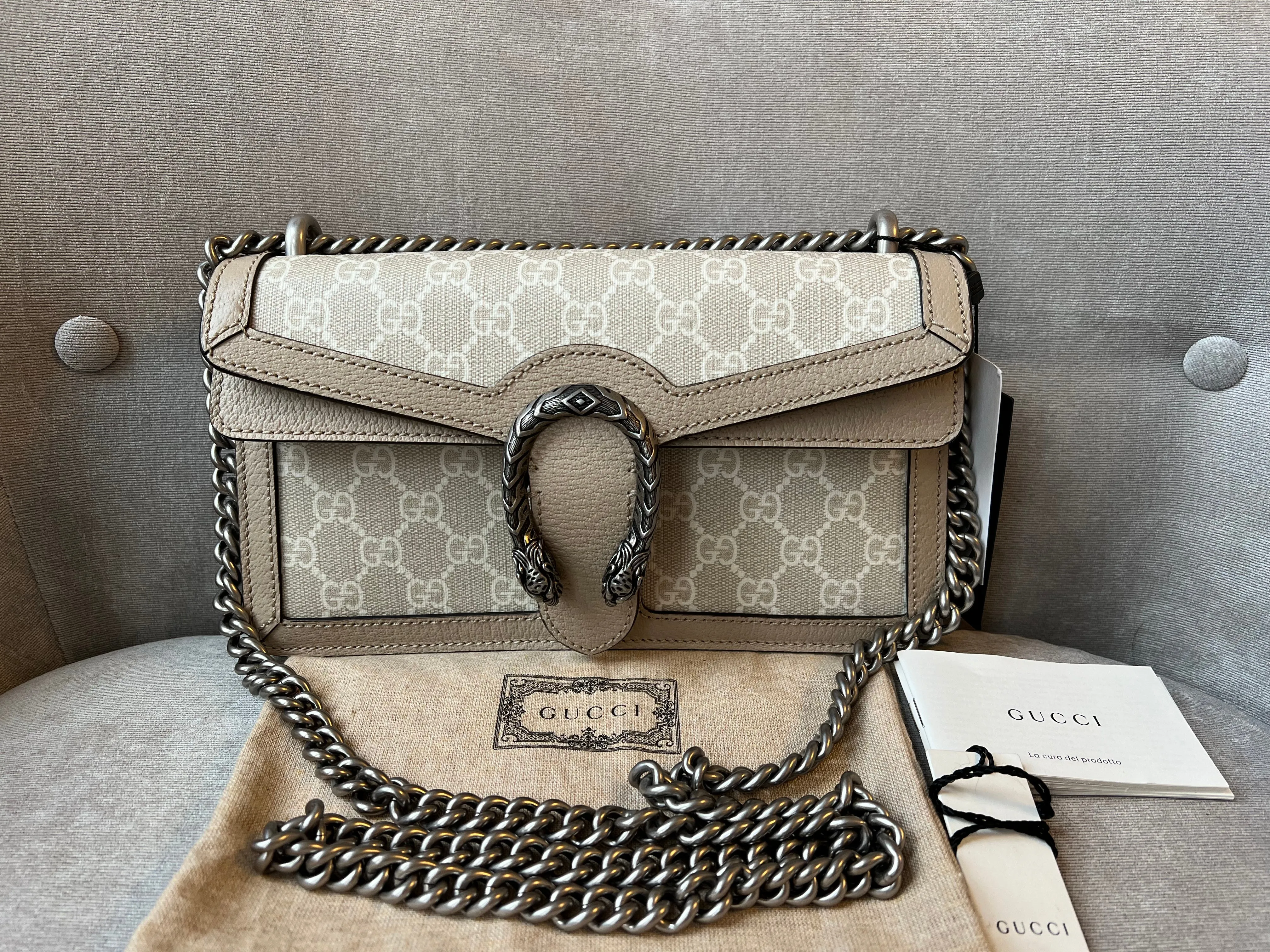 Gucci Dionysus GG Small Shoulder Bag in White and Beige Canvas (RRP 2,130)
