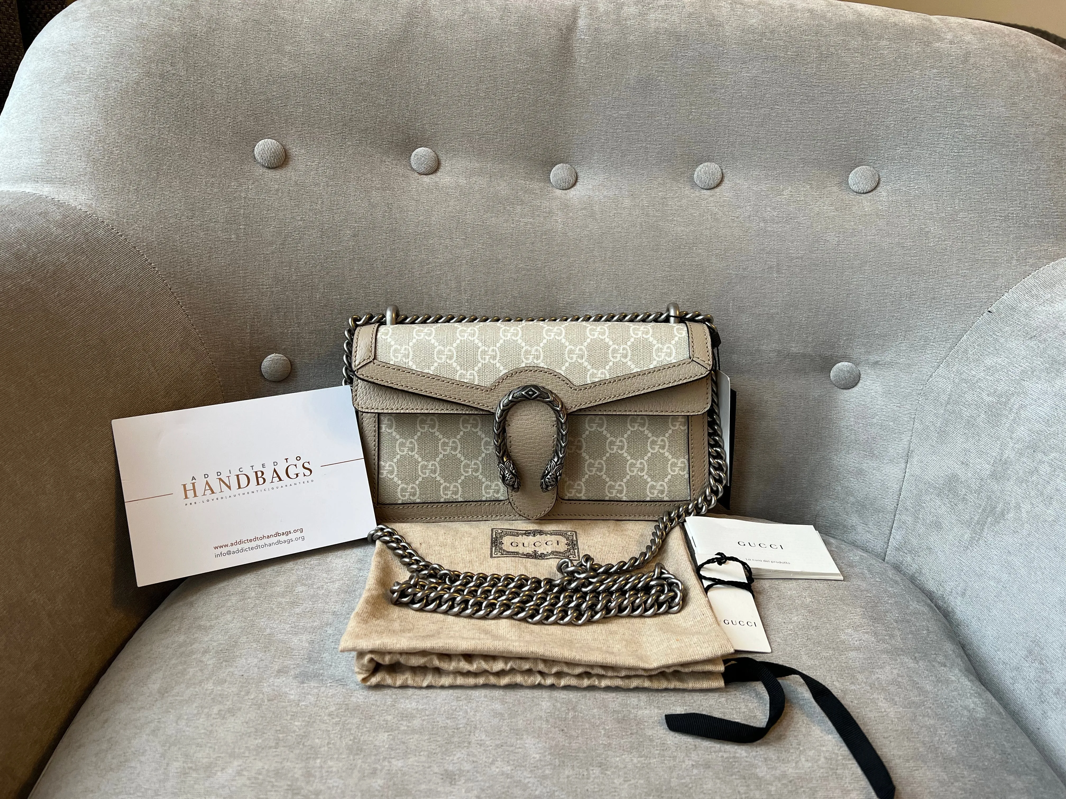 Gucci Dionysus GG Small Shoulder Bag in White and Beige Canvas (RRP 2,130)