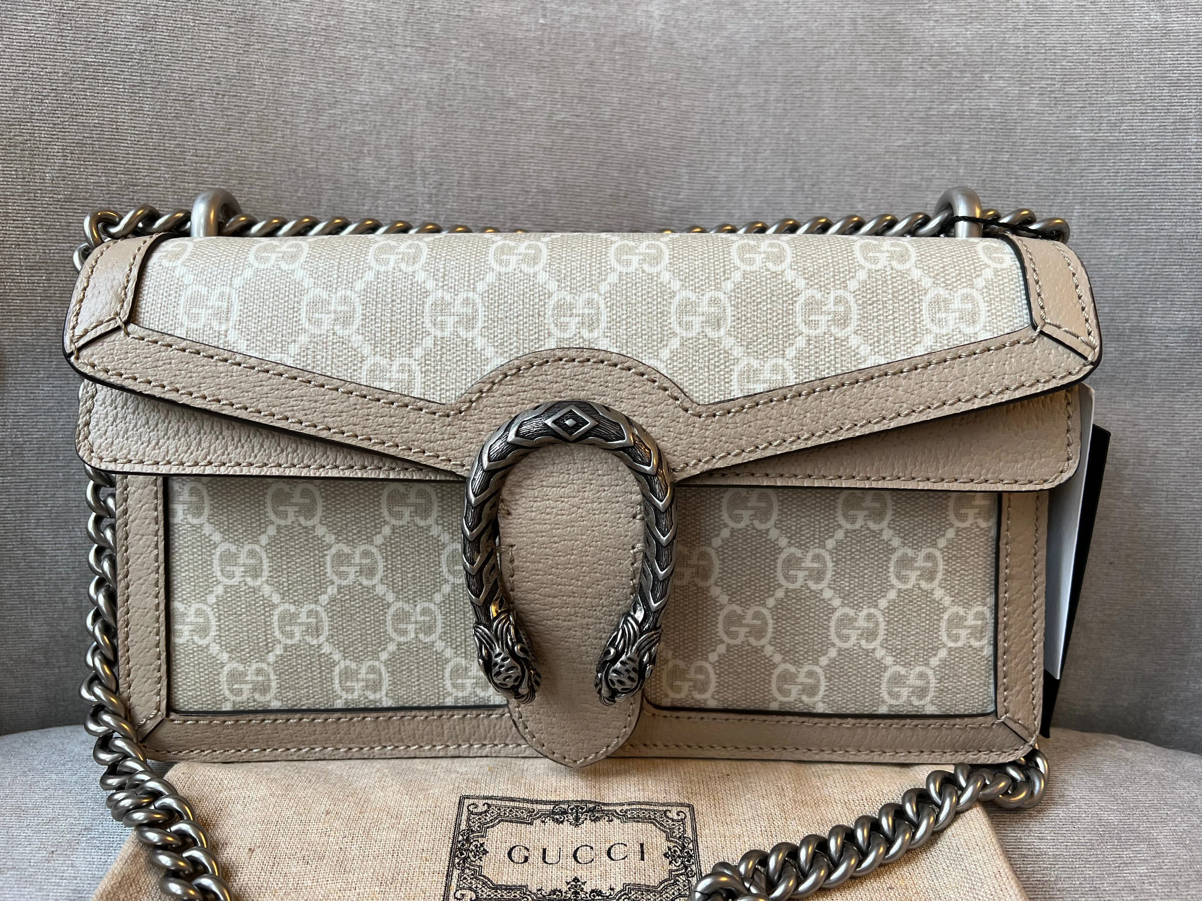 Gucci Dionysus GG Small Shoulder Bag in White and Beige Canvas (RRP 2,130)