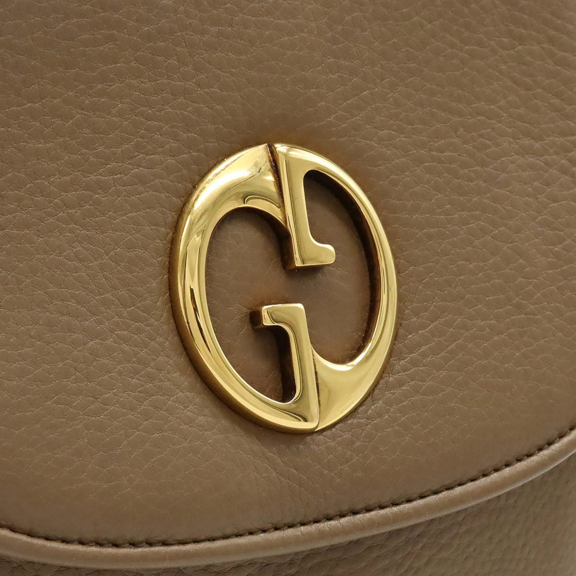 GUCCI Double G Detail Shoulder Bag Leather Mocha Beige 251809