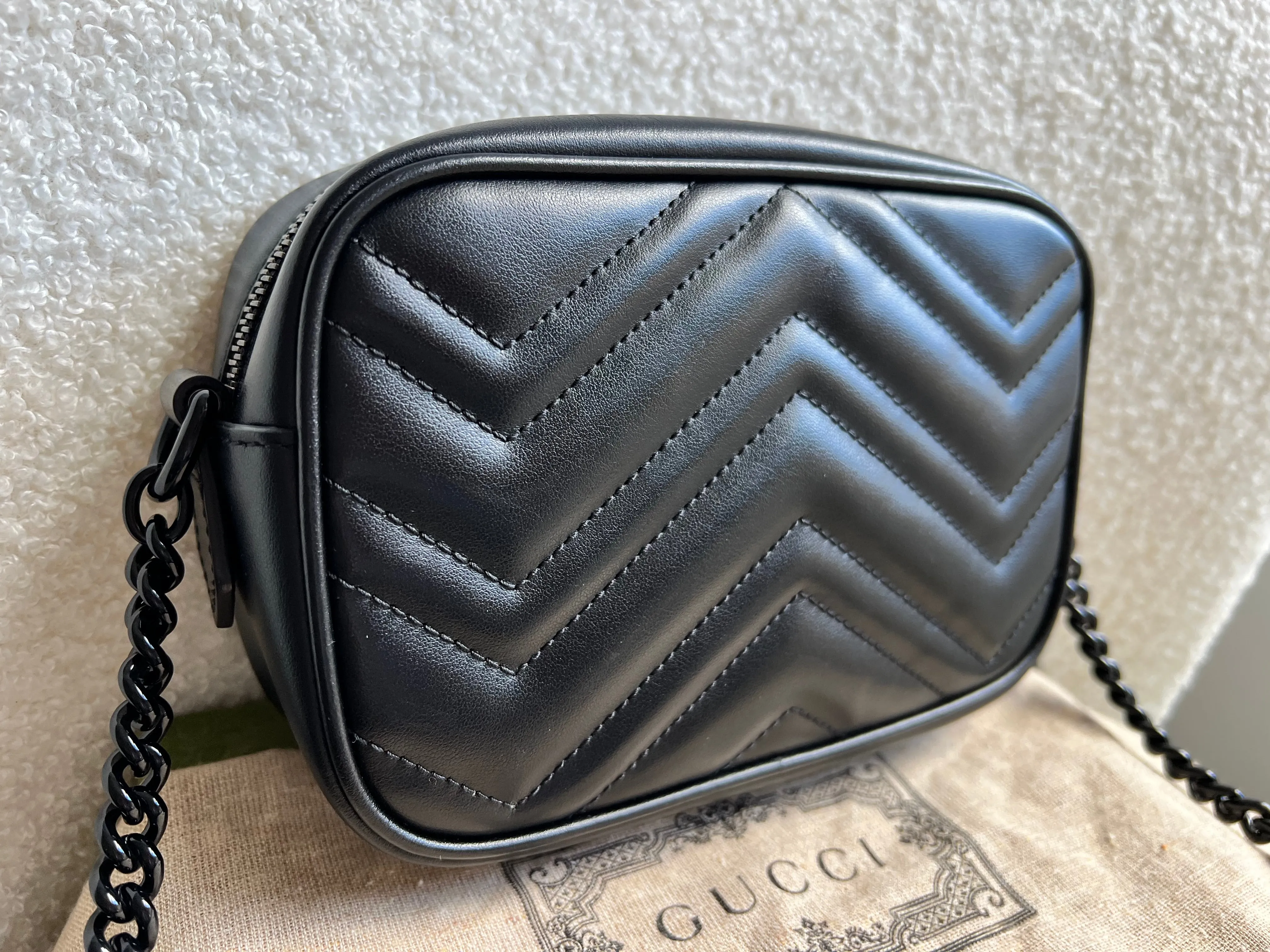 Gucci GG Black on Black Marmont Mini Shoulder Bag (RRP ??1,160)