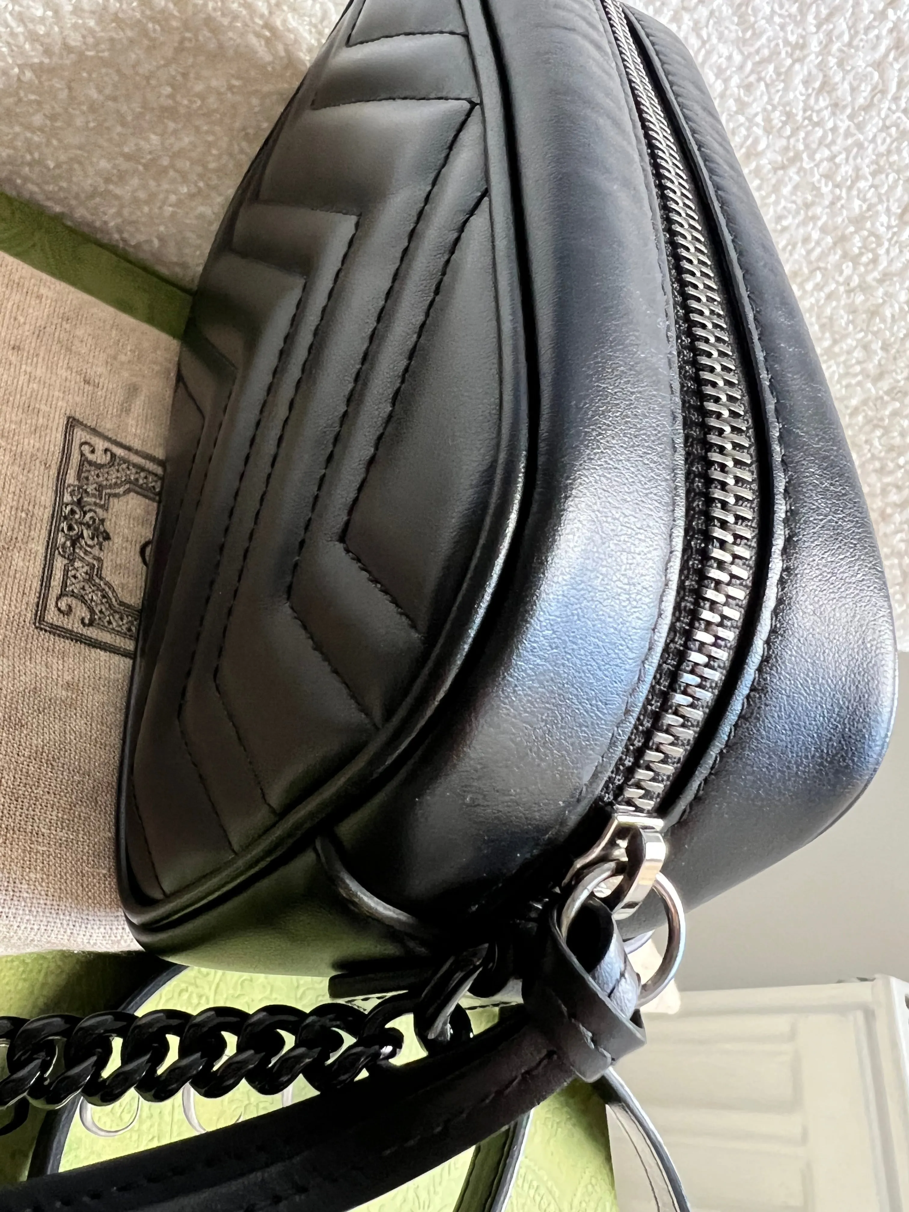 Gucci GG Black on Black Marmont Mini Shoulder Bag (RRP ??1,160)