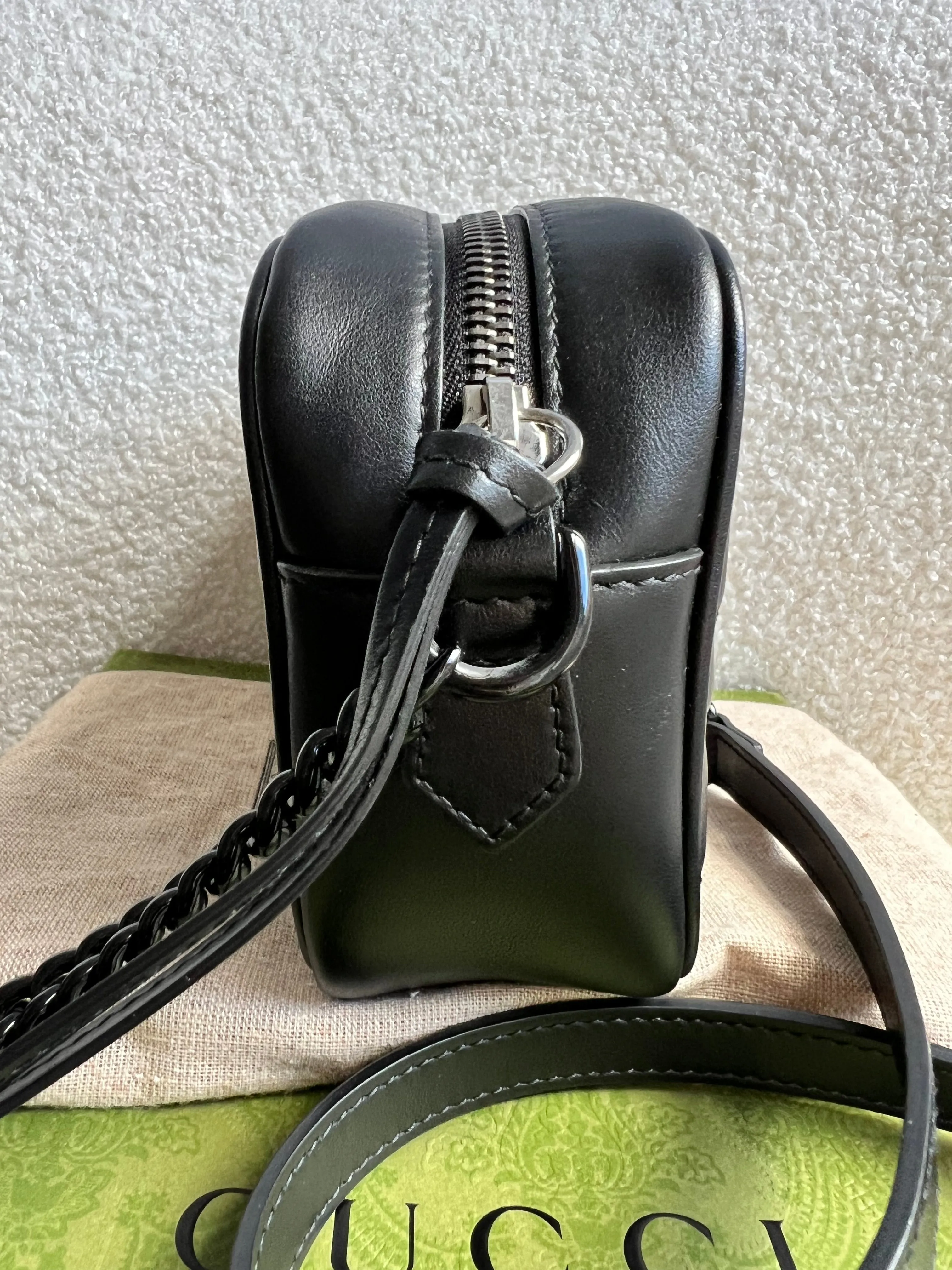 Gucci GG Black on Black Marmont Mini Shoulder Bag (RRP ??1,160)
