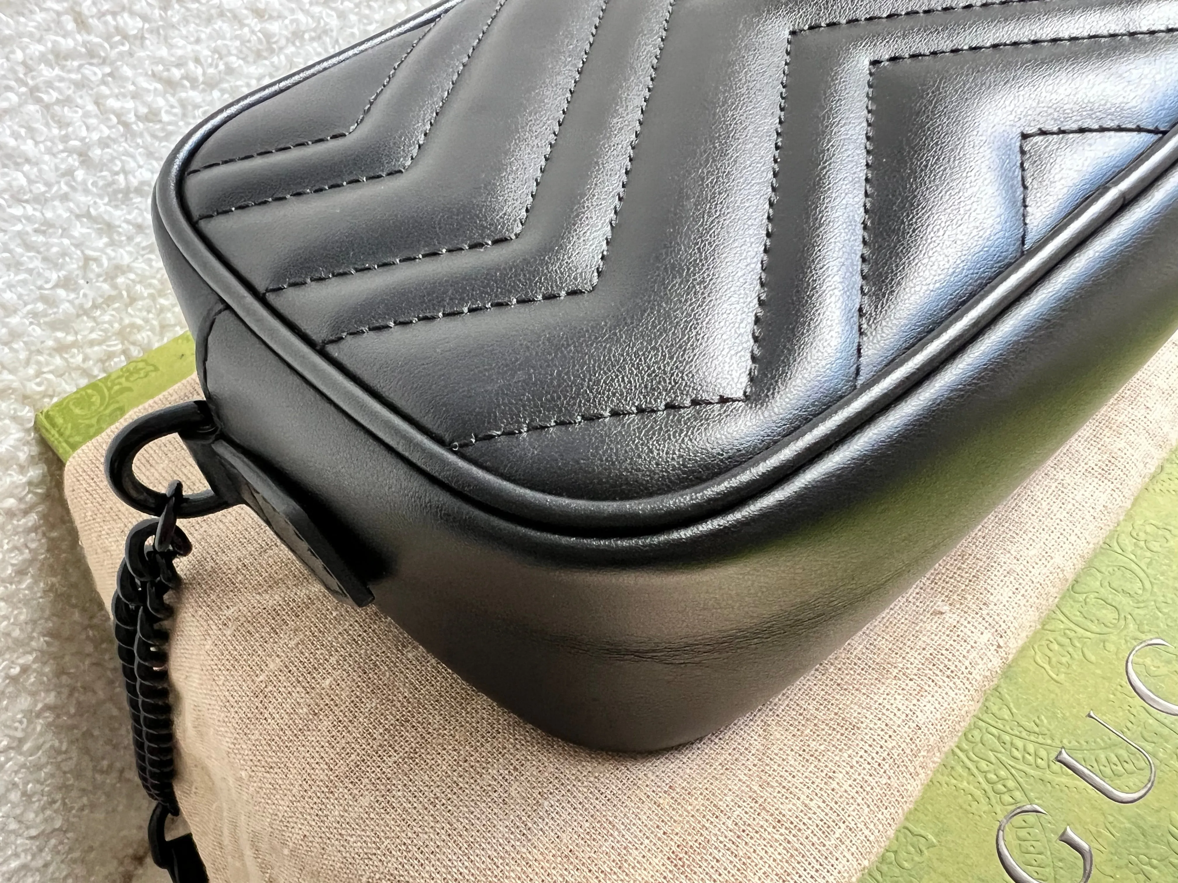 Gucci GG Black on Black Marmont Mini Shoulder Bag (RRP ??1,160)