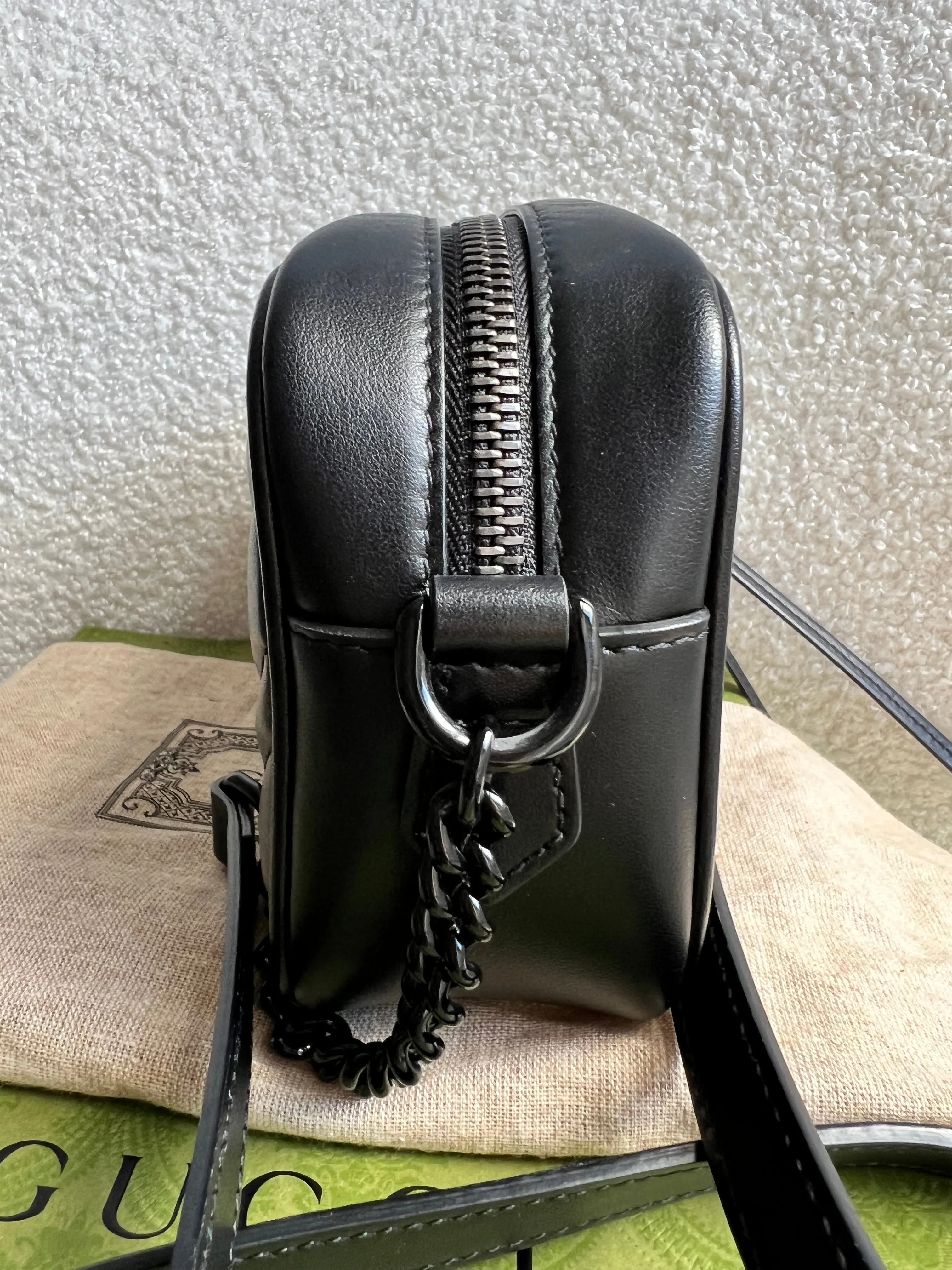 Gucci GG Black on Black Marmont Mini Shoulder Bag (RRP ??1,160)