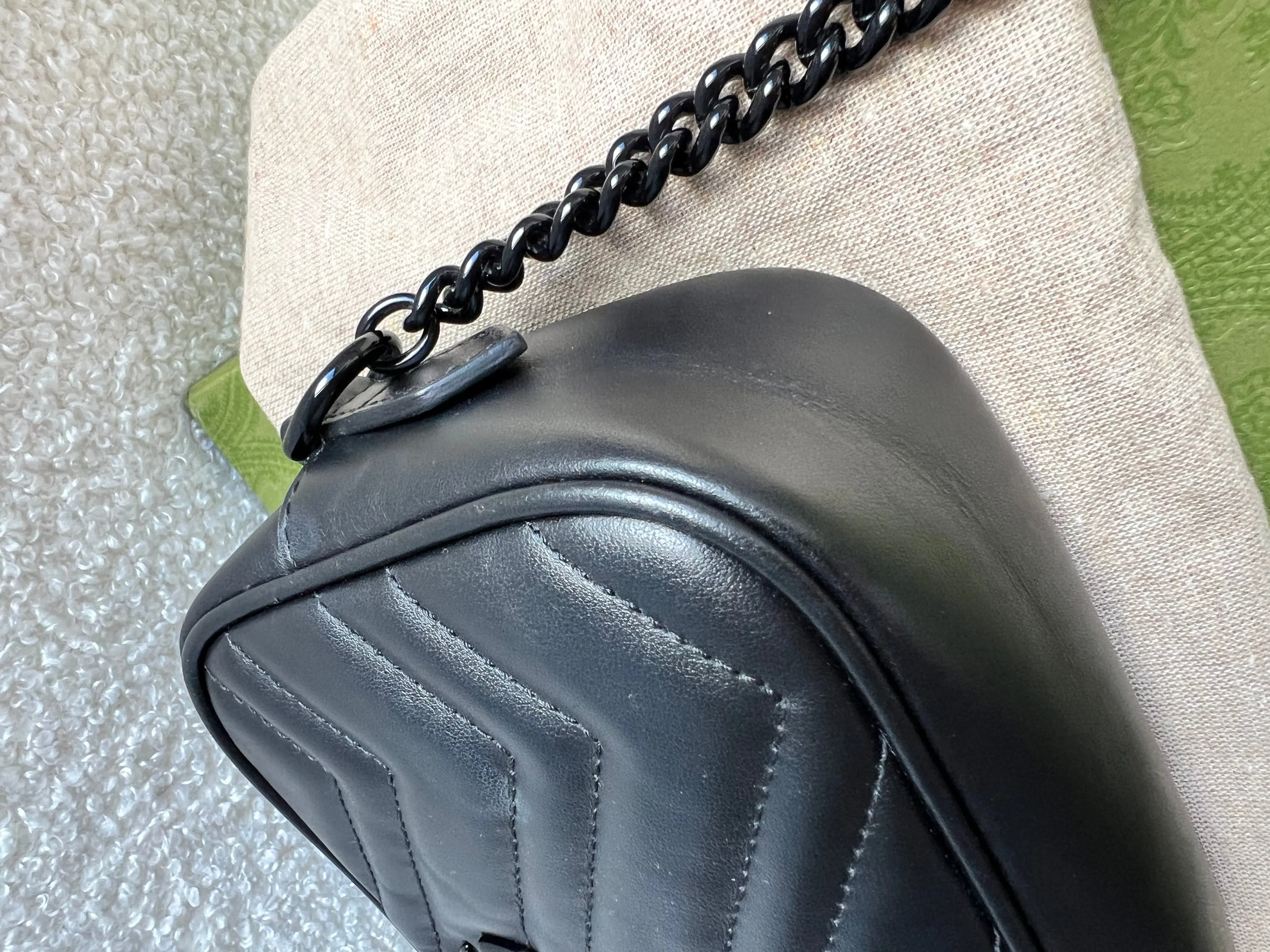 Gucci GG Black on Black Marmont Mini Shoulder Bag (RRP ??1,160)