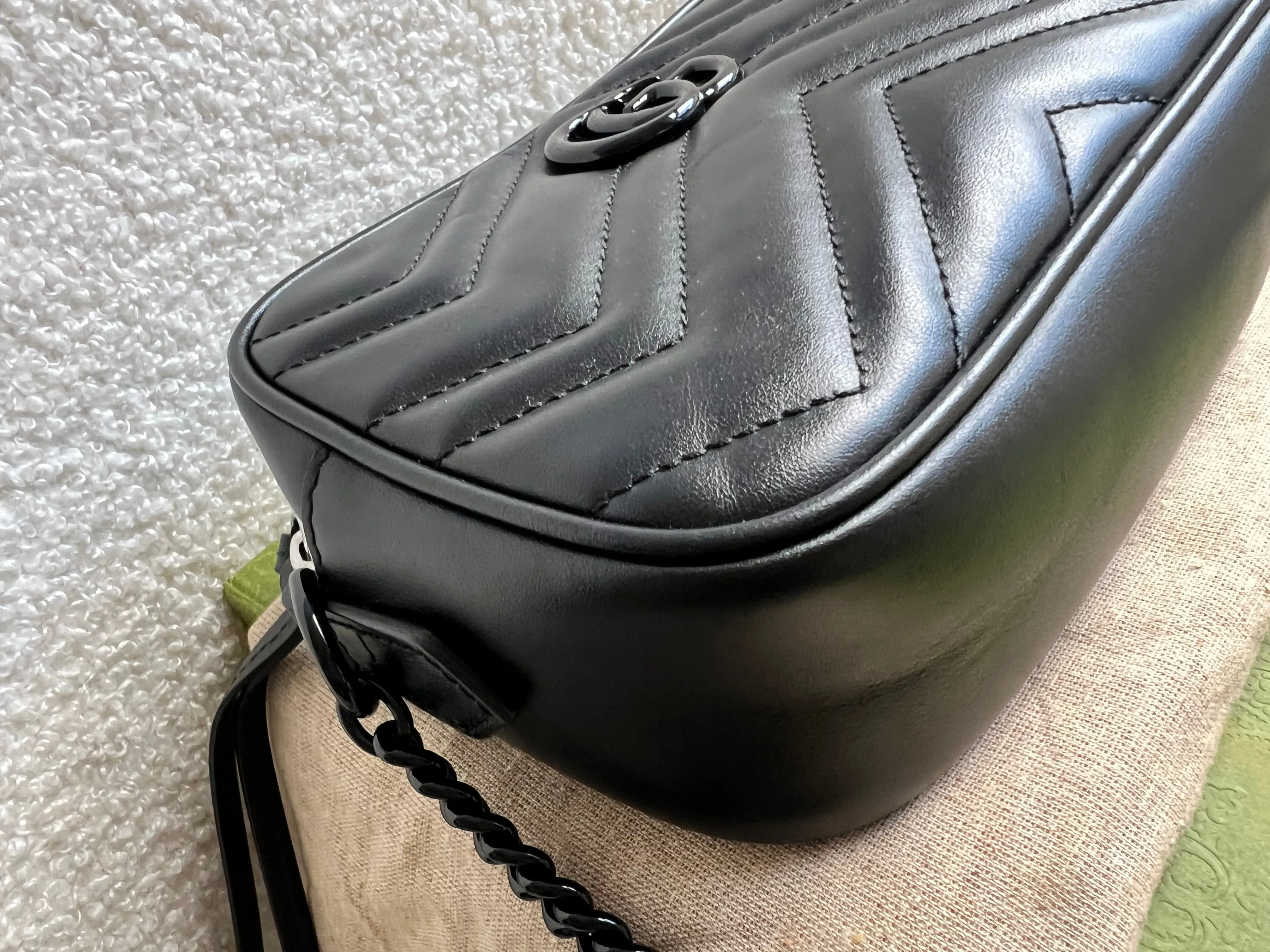 Gucci GG Black on Black Marmont Mini Shoulder Bag (RRP ??1,160)