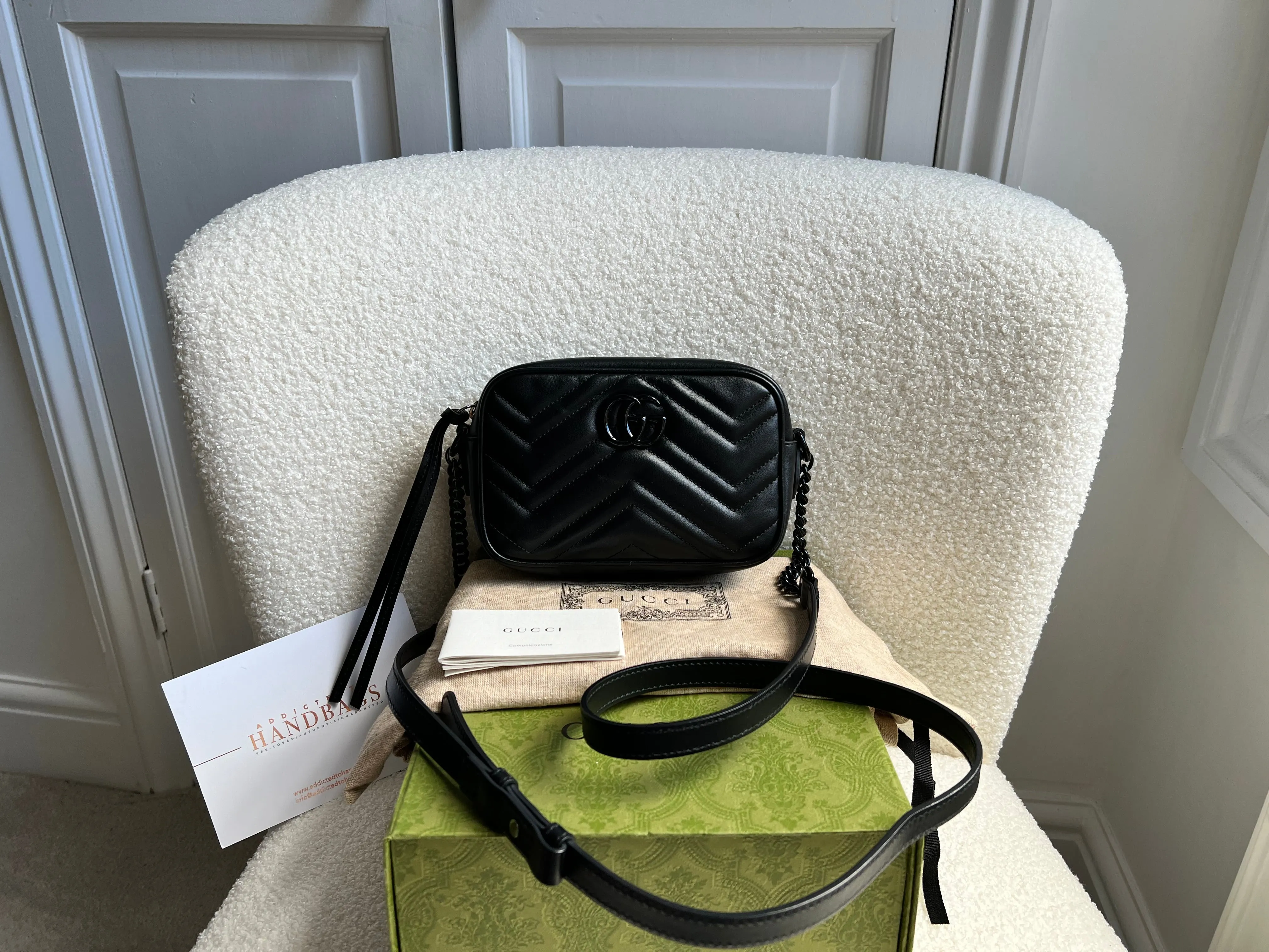 Gucci GG Black on Black Marmont Mini Shoulder Bag (RRP ??1,160)