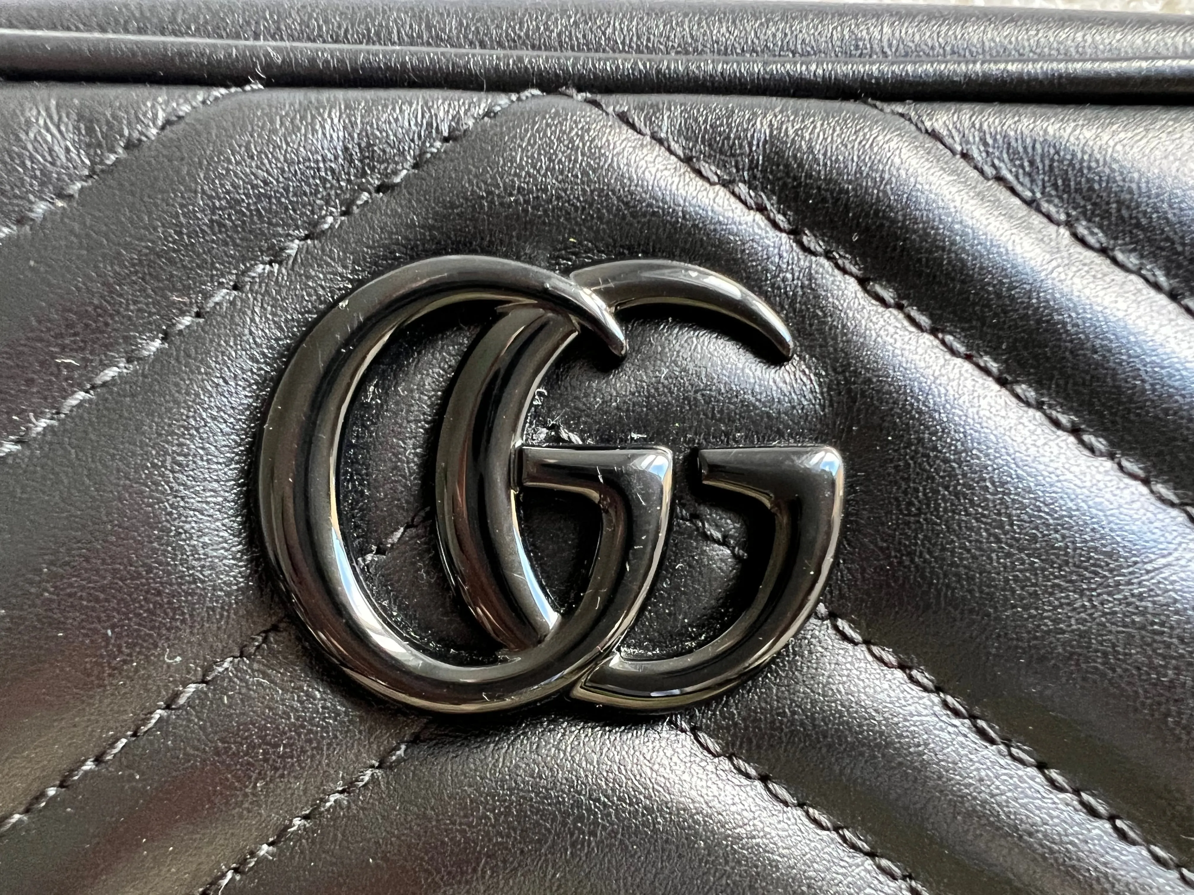 Gucci GG Black on Black Marmont Mini Shoulder Bag (RRP ??1,160)