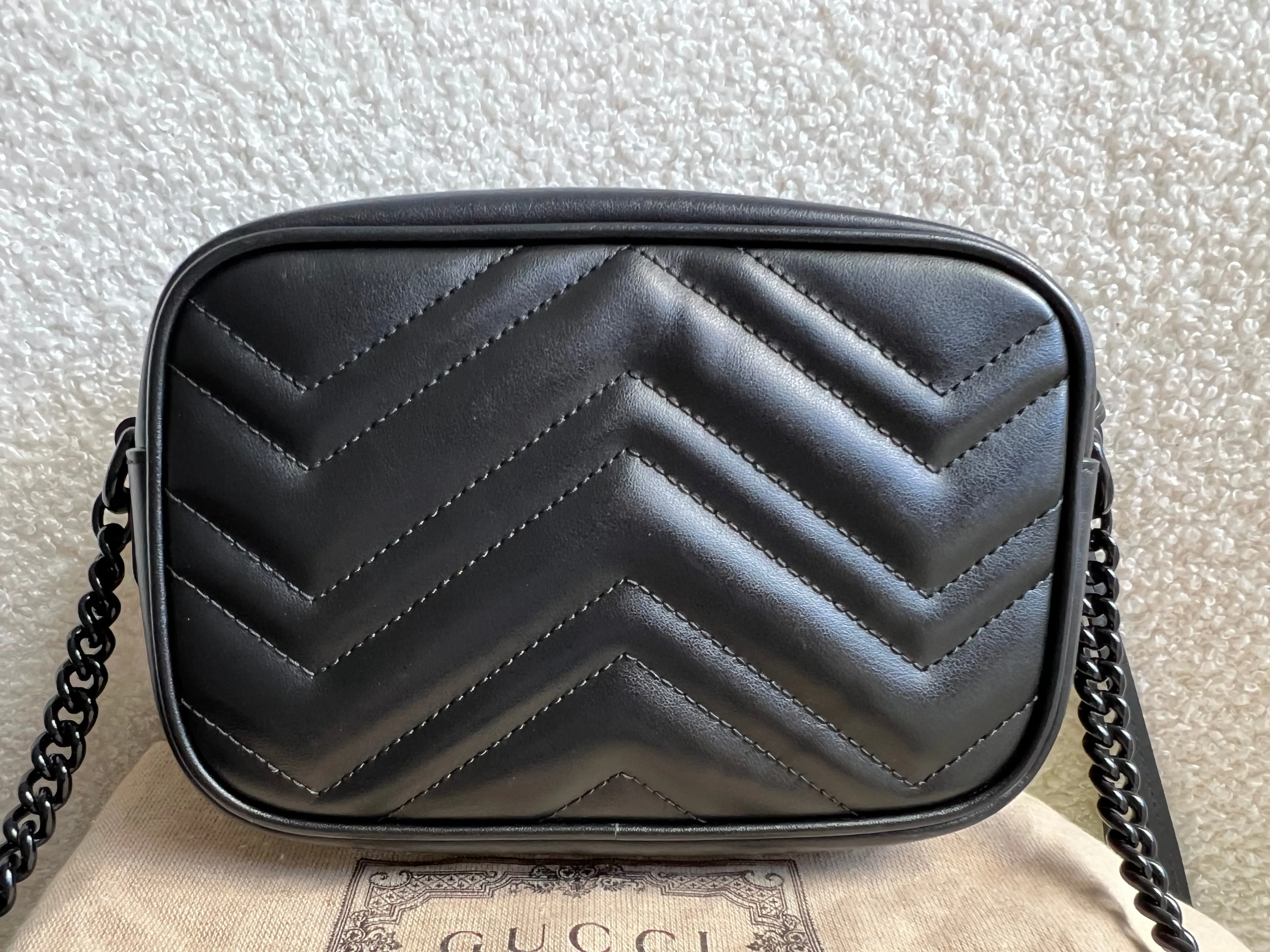 Gucci GG Black on Black Marmont Mini Shoulder Bag (RRP ??1,160)