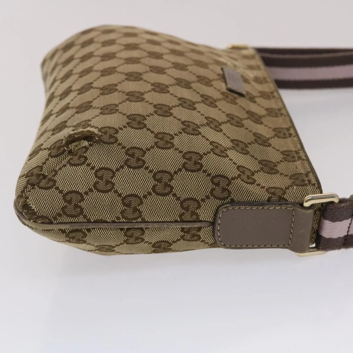 GUCCI GG Canvas Sherry Line Shoulder Bag Beige Pink  49065