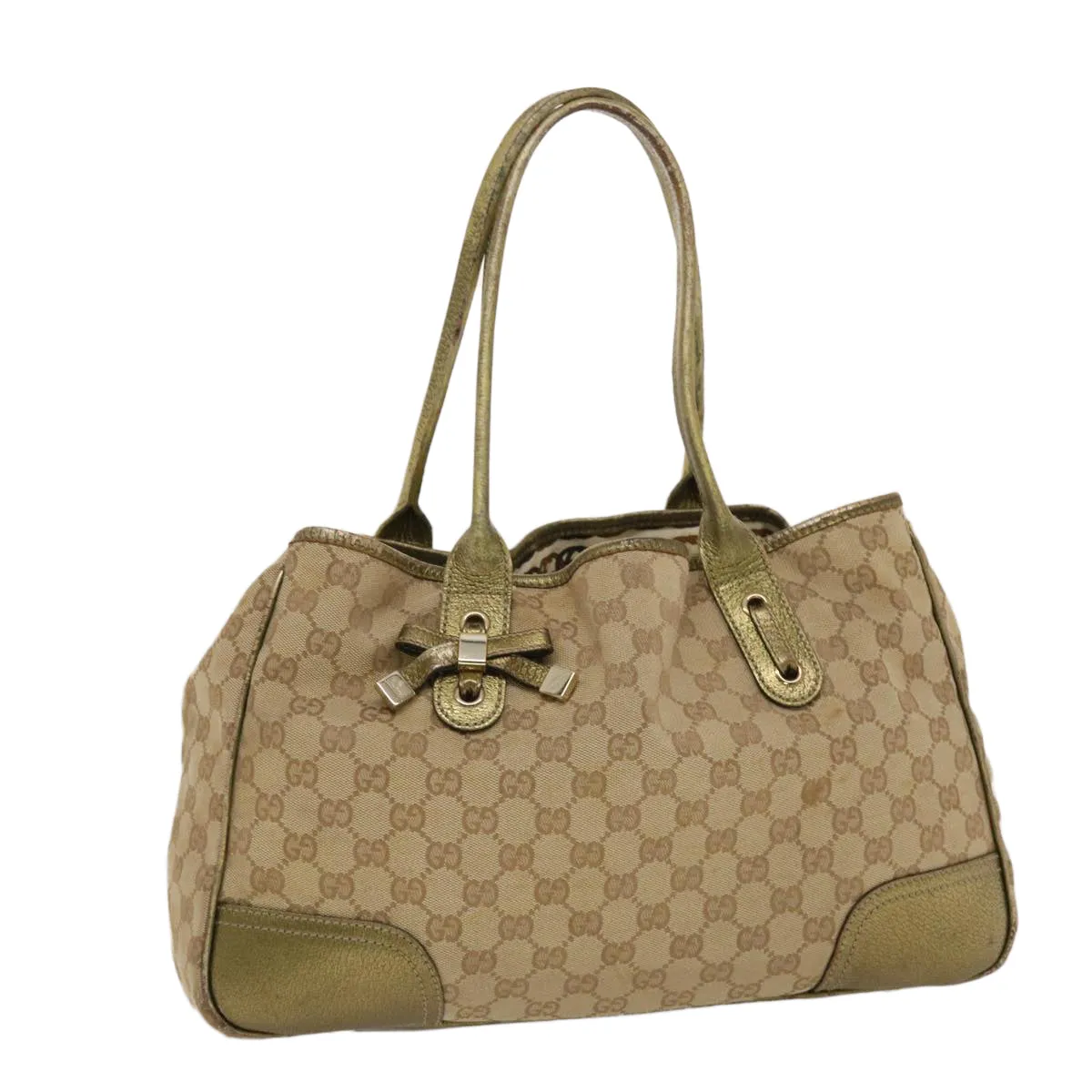 GUCCI GG Canvas Shoulder Bag Beige Gold  49063