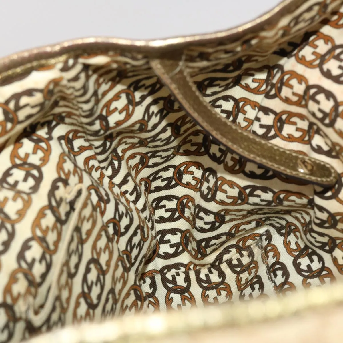 GUCCI GG Canvas Shoulder Bag Beige Gold  49063