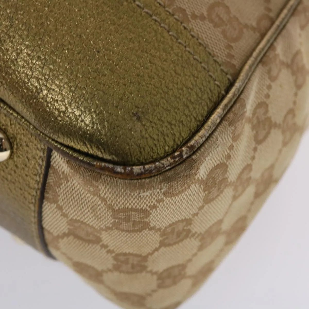 GUCCI GG Canvas Shoulder Bag Beige Gold  49063