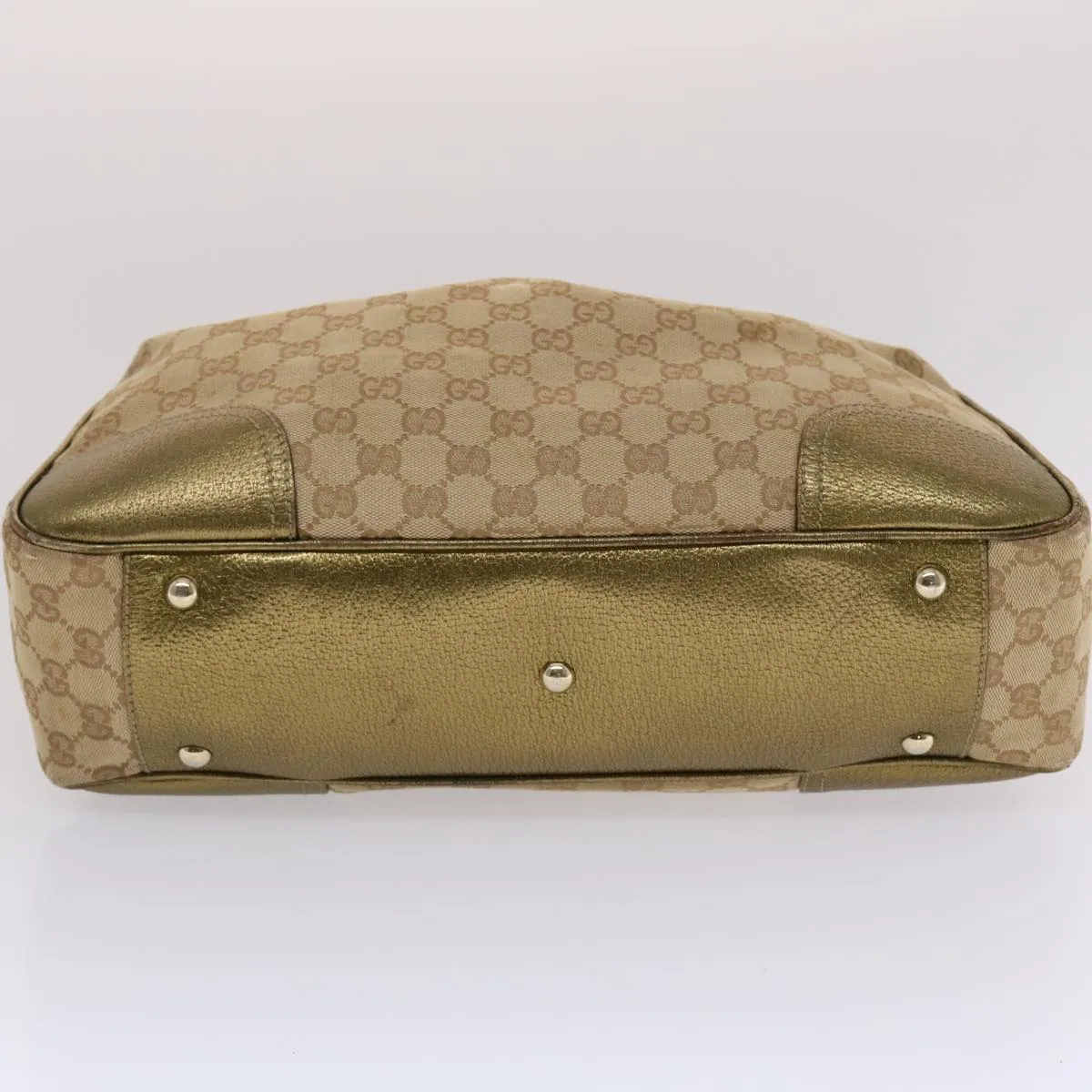 GUCCI GG Canvas Shoulder Bag Beige Gold  49063