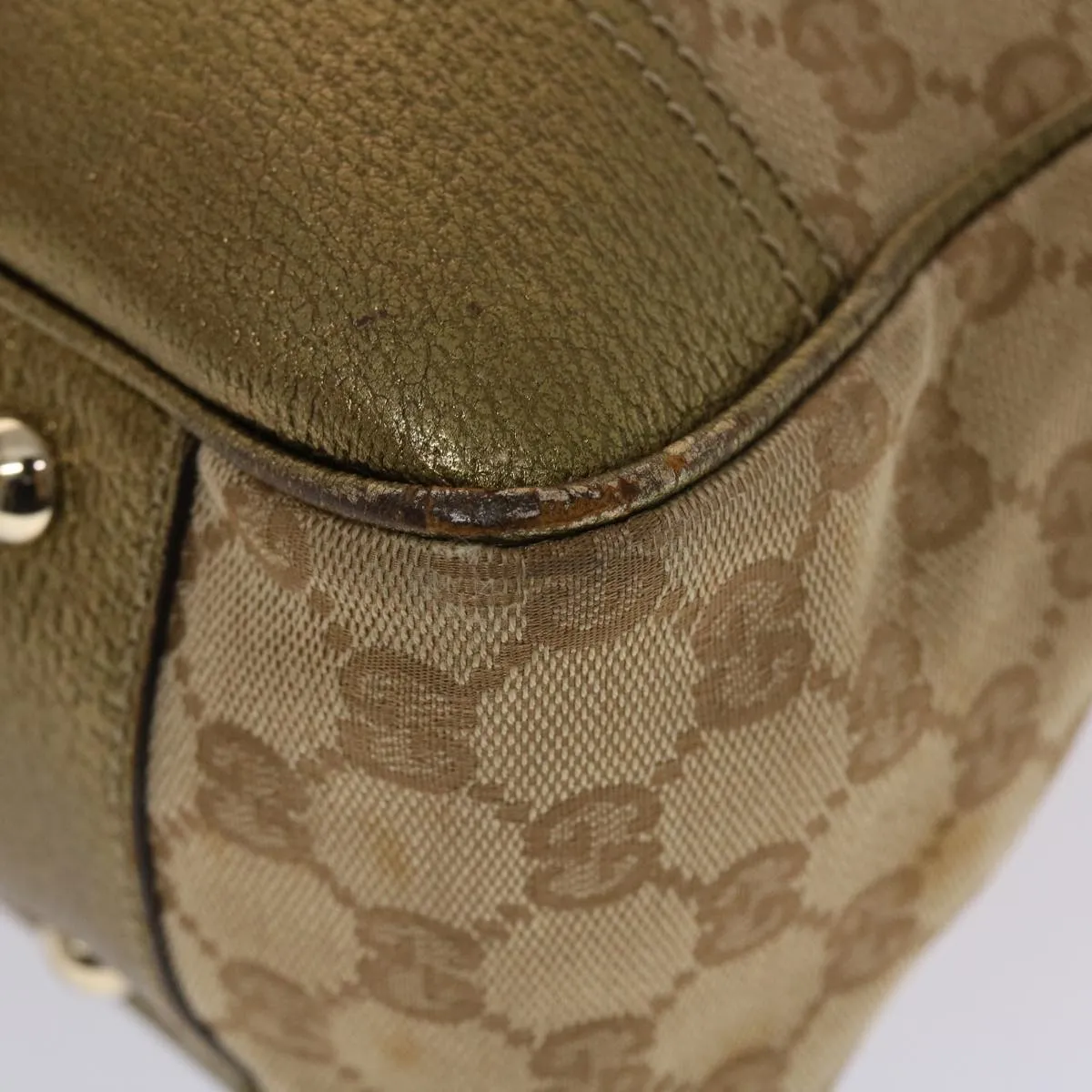 GUCCI GG Canvas Shoulder Bag Beige Gold  49063