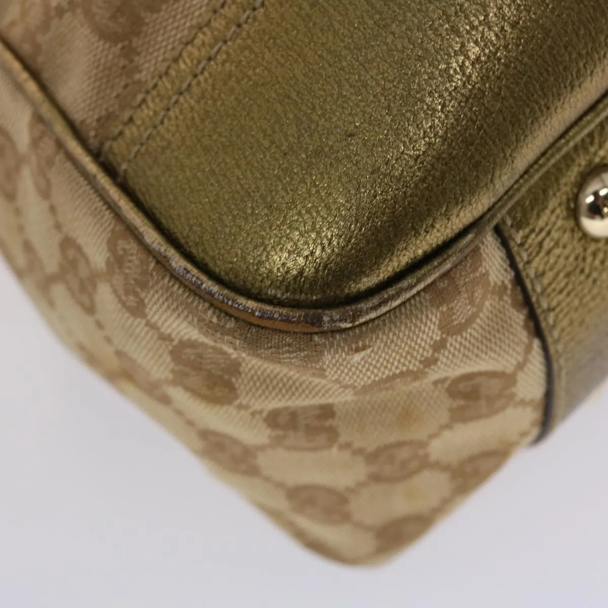GUCCI GG Canvas Shoulder Bag Beige Gold  49063