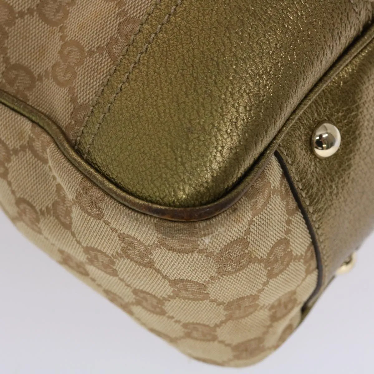 GUCCI GG Canvas Shoulder Bag Beige Gold  49063
