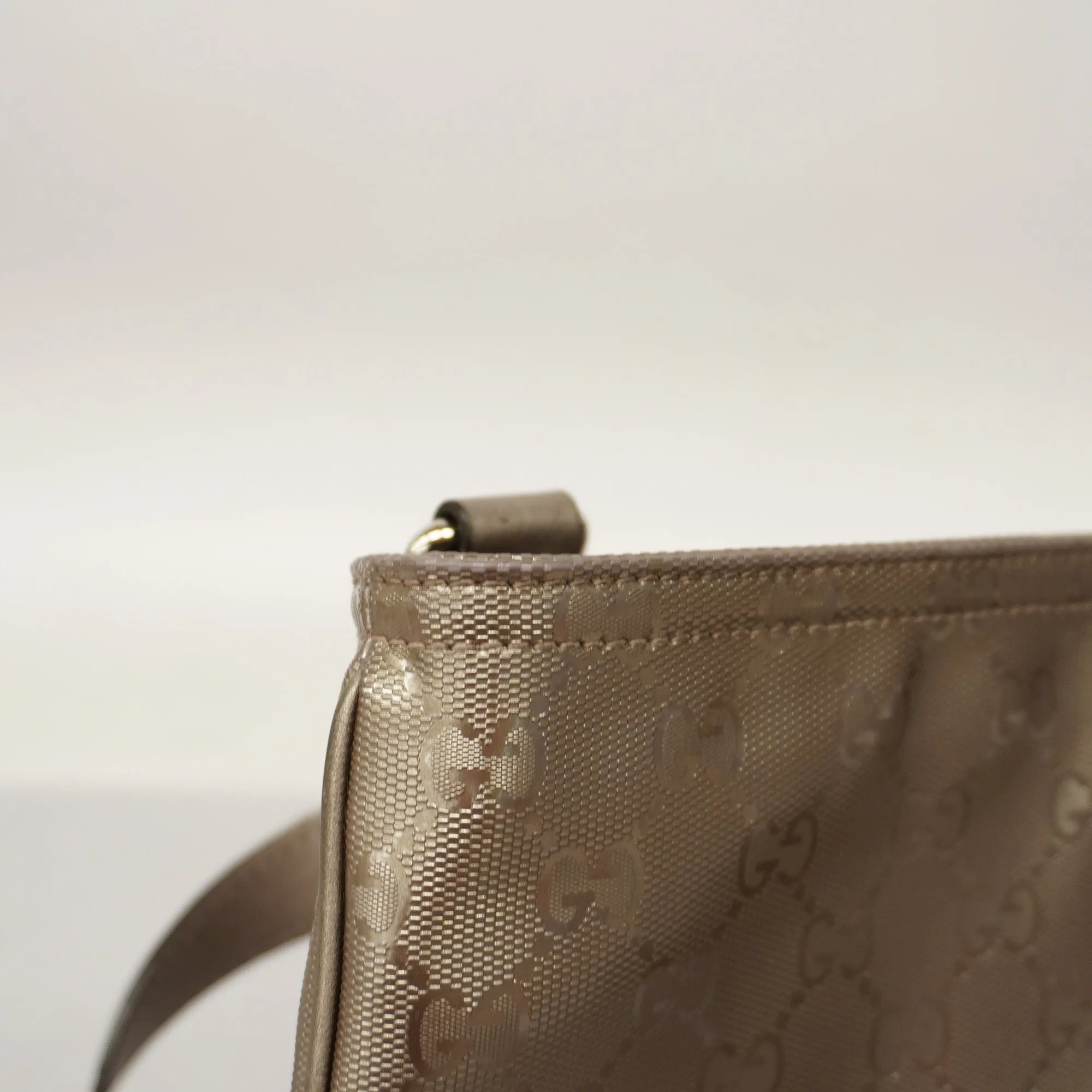 GUCCI  GG Imprime 201538 Women's Leather Shoulder Bag Gray