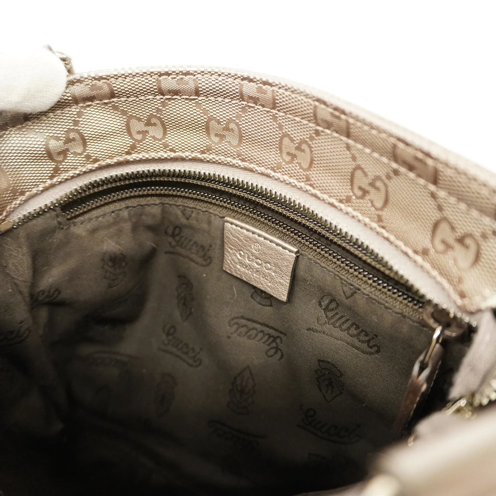 GUCCI  GG Imprime 201538 Women's Leather Shoulder Bag Gray