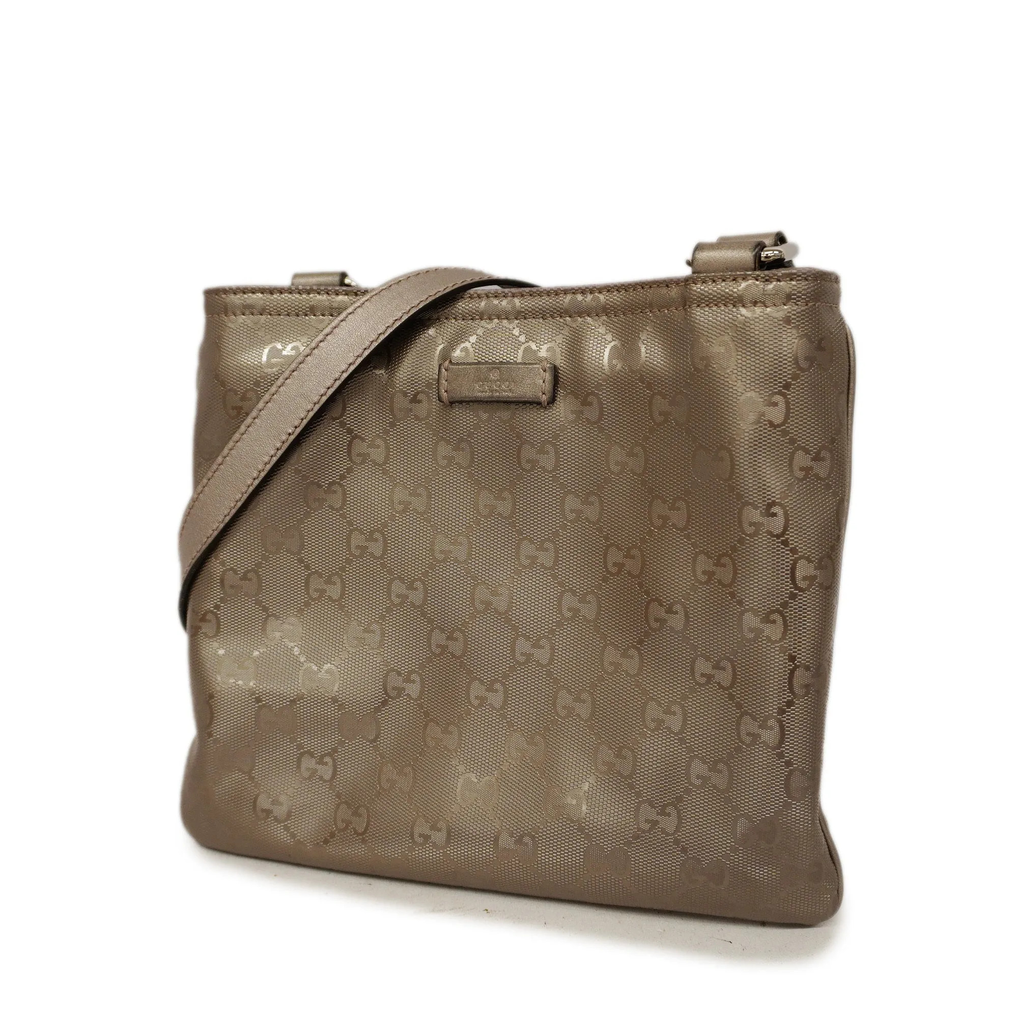 GUCCI  GG Imprime 201538 Women's Leather Shoulder Bag Gray