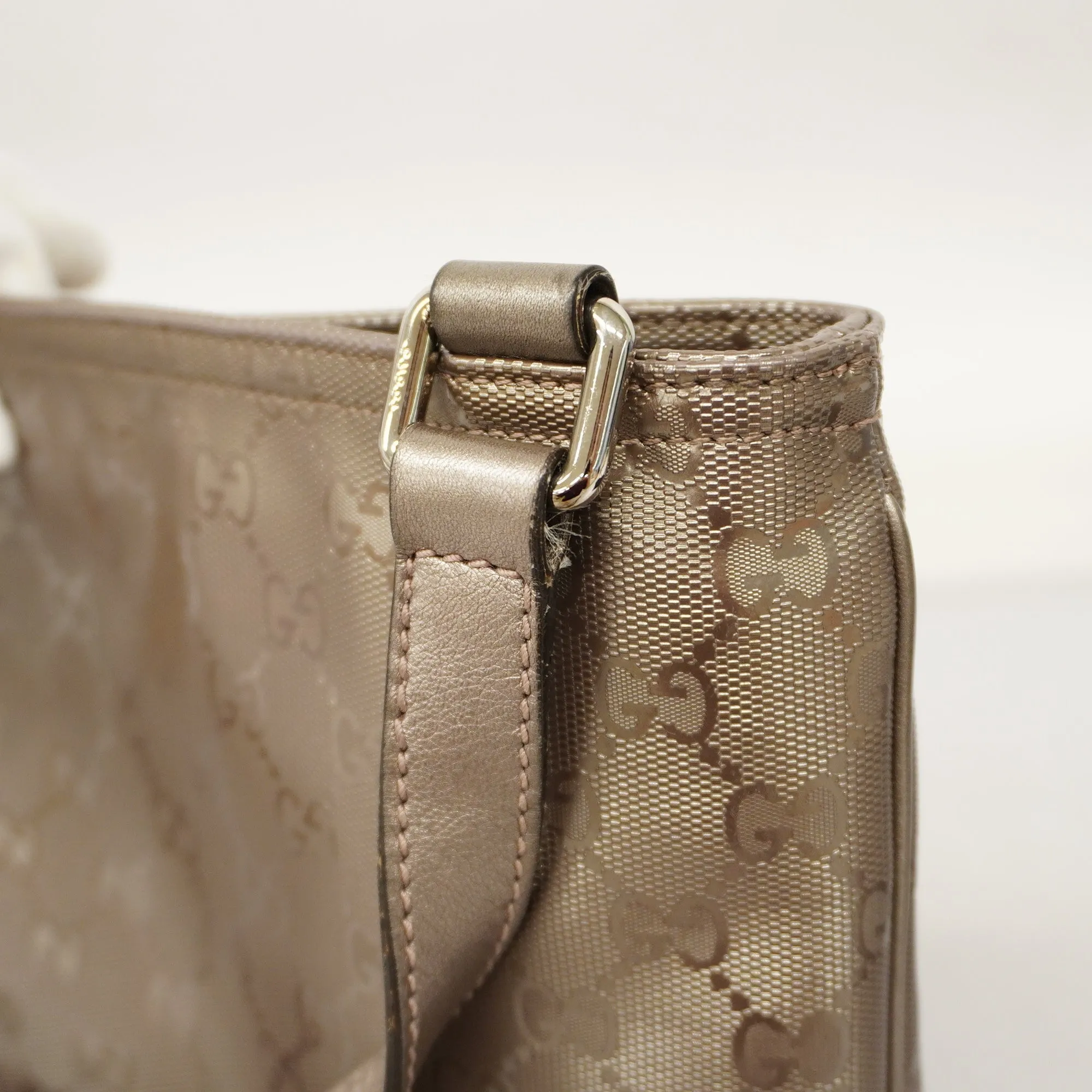 GUCCI  GG Imprime 201538 Women's Leather Shoulder Bag Gray