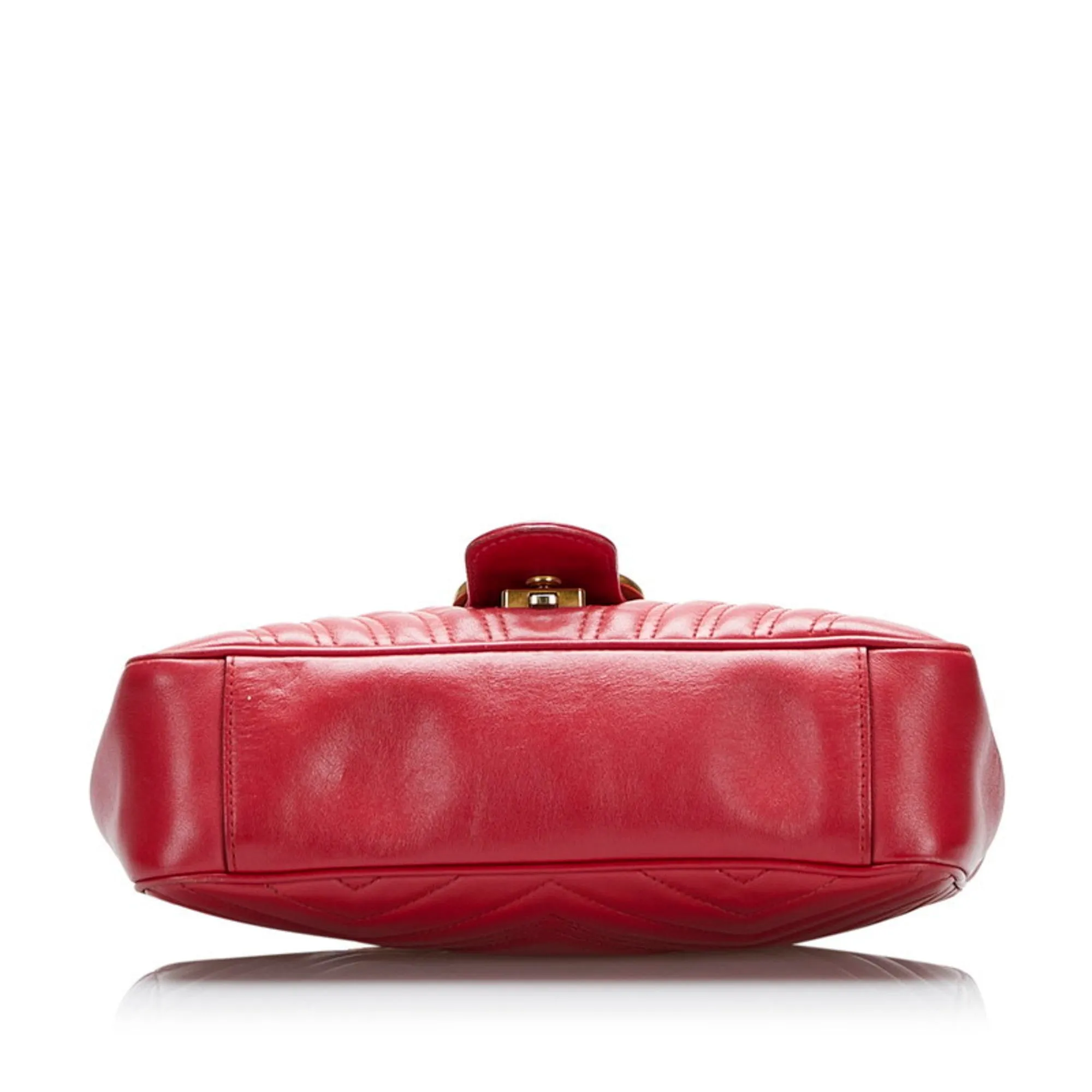 Gucci GG Marmont Double G Quilted Small Heart Chain Shoulder Bag?443497 Hibiscus Red Leather Ladies Gucci