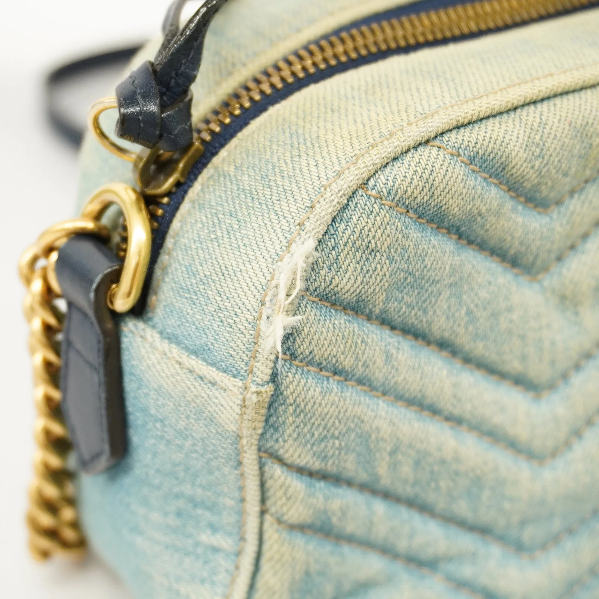 Gucci  GG Marmont Shoulder Bag Velor 447632 Women's Denim Light Blue